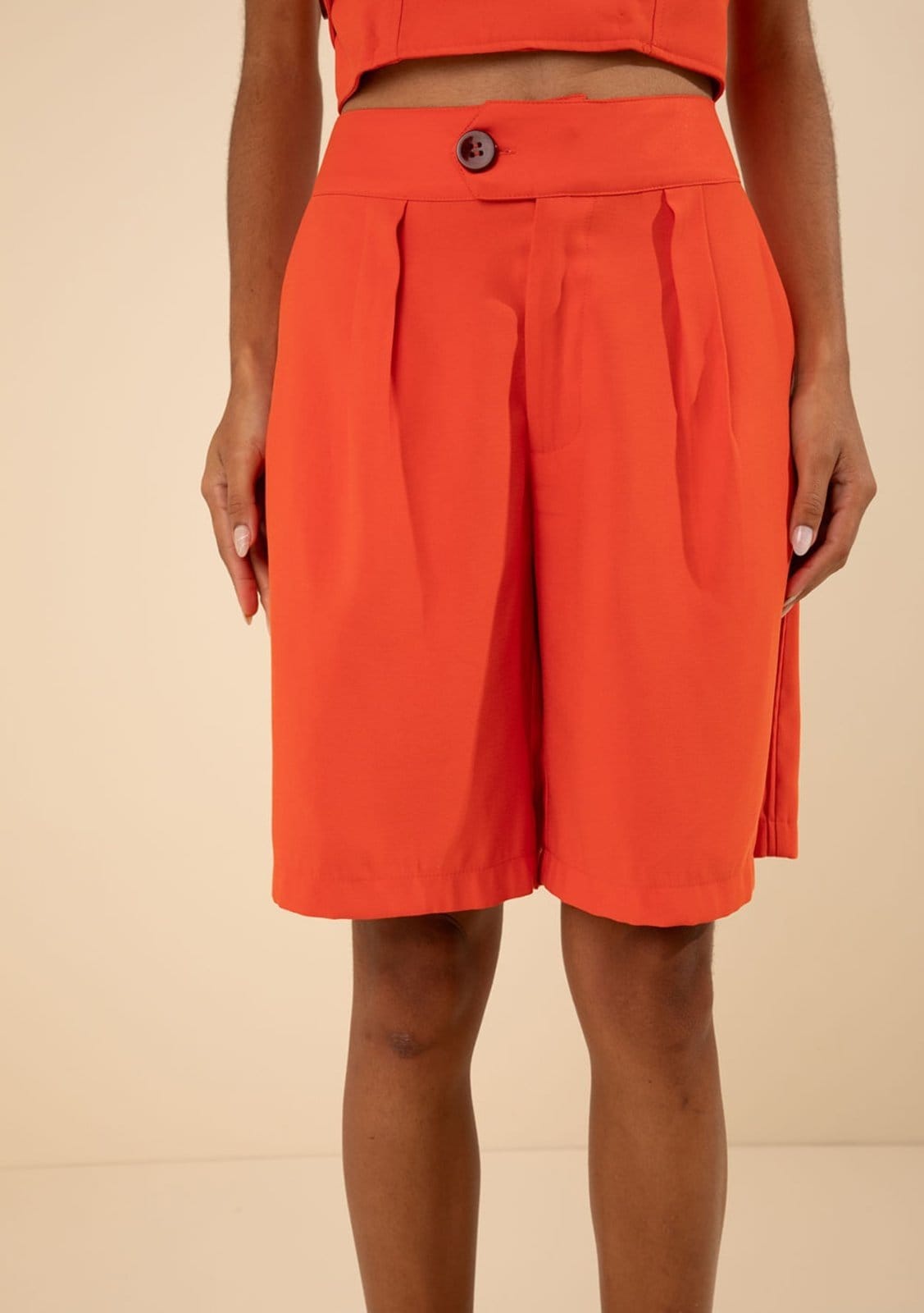 Vista 2 Bermuda Morena Rosa Reta Alta Laranja Morena Rosa laranja rosa