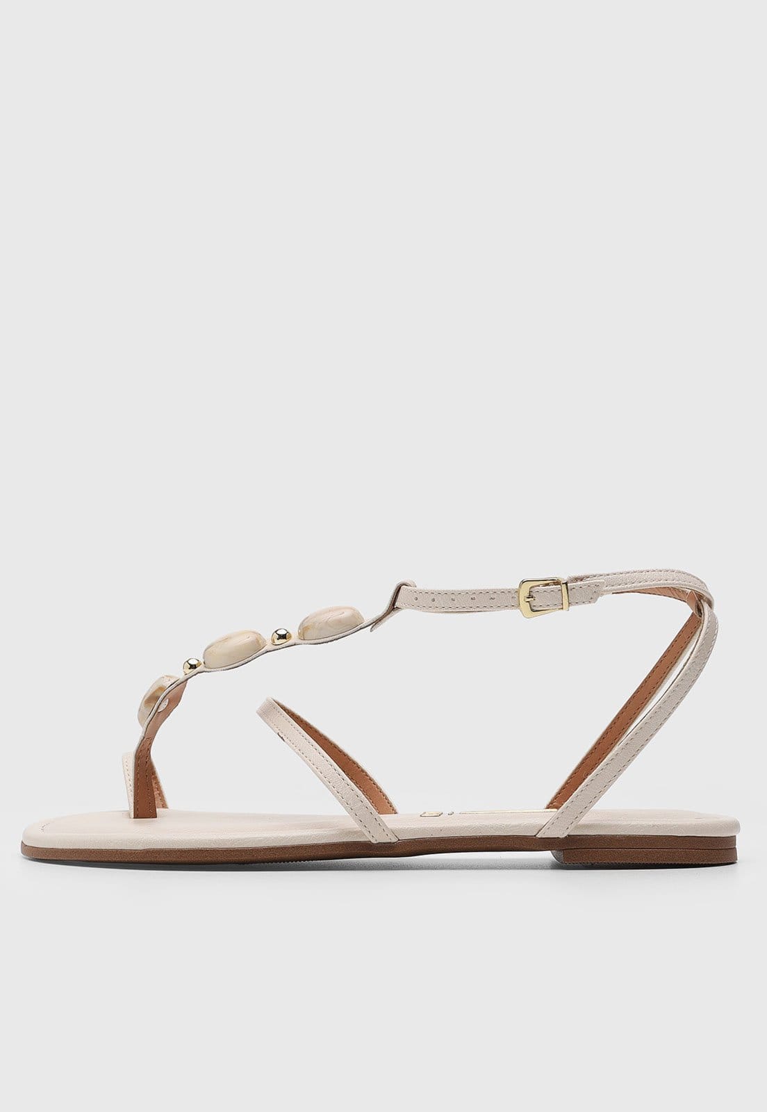 Rasteira Feminina Vizzano Tiras Pedraria Off-White