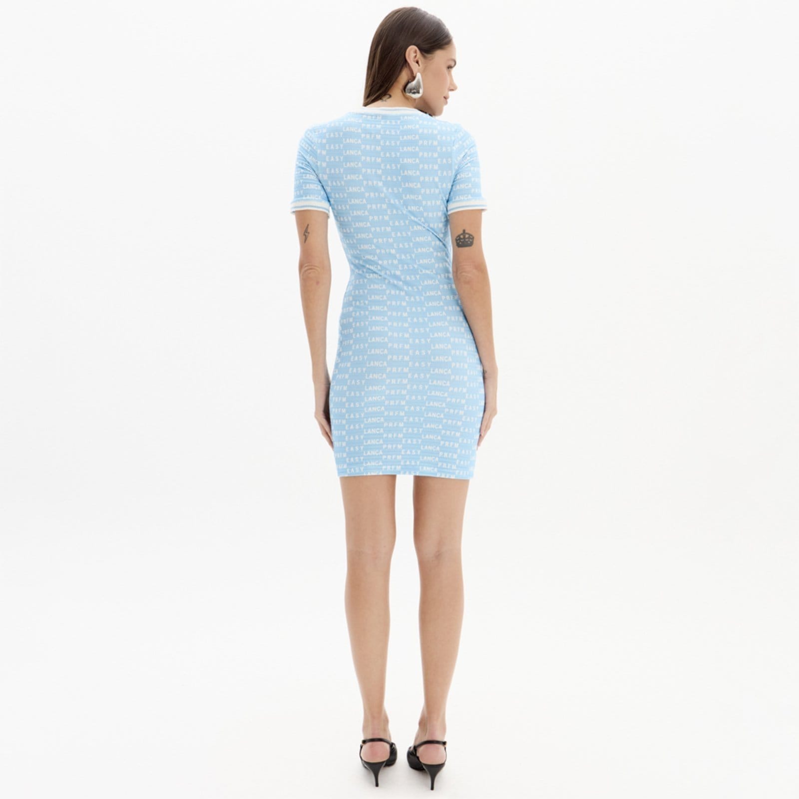 Vista 2 Vestido Curto Easy Lança Perfume Decote V In25 Feminino Easy Lança perfume azul