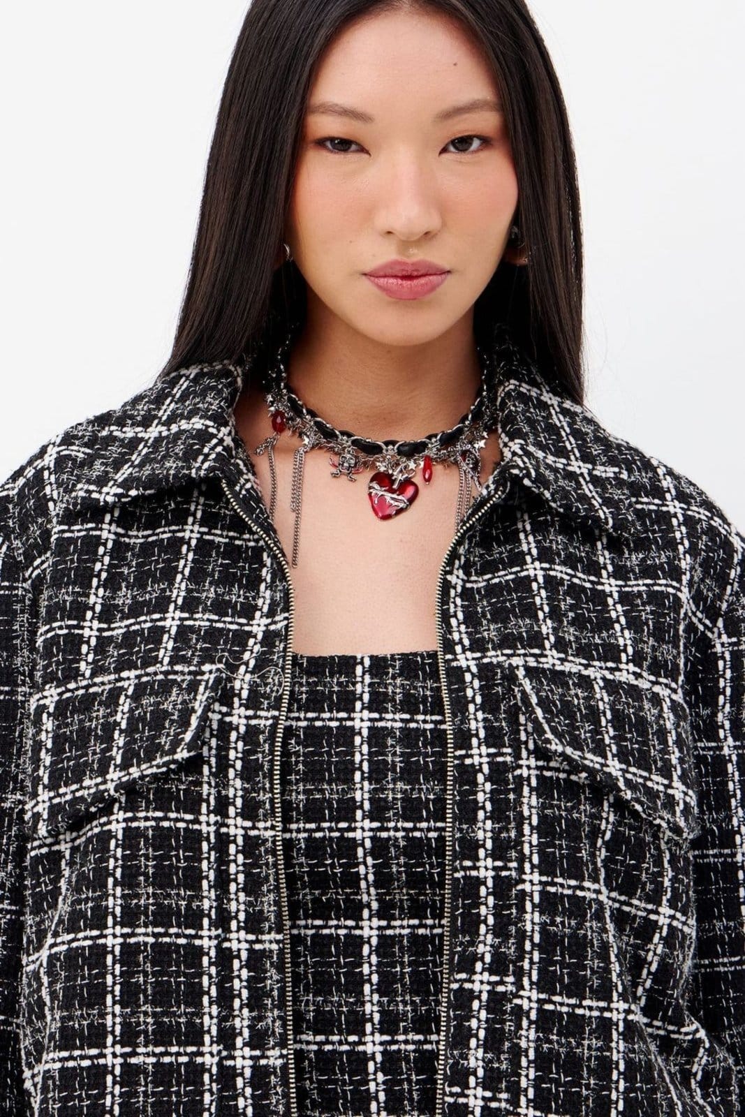 Vista 2 Jaqueta Tweed Crush Feminino Inblanche preto