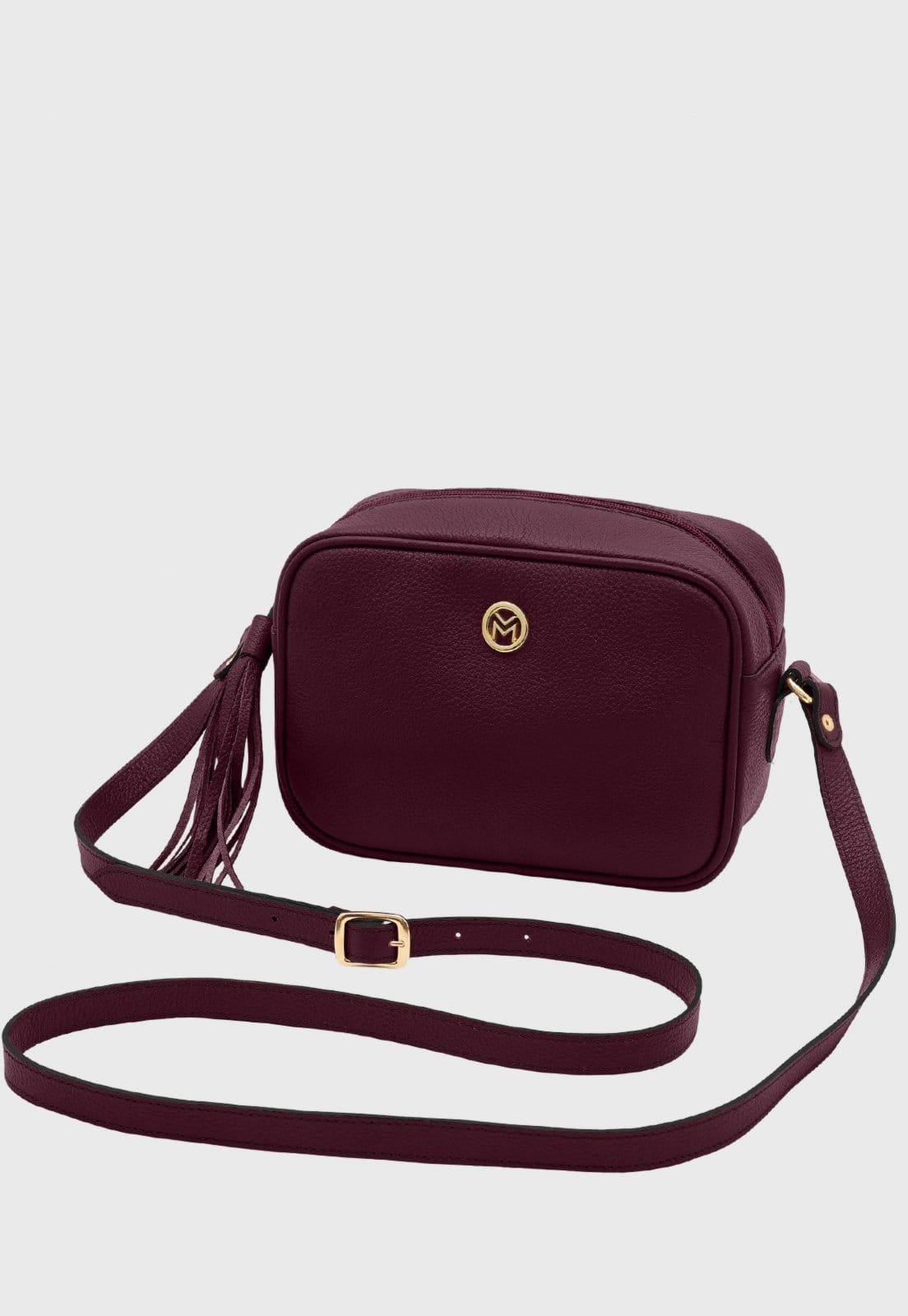 Bolsa Transversal de Couro Mariart Titânio Rubi