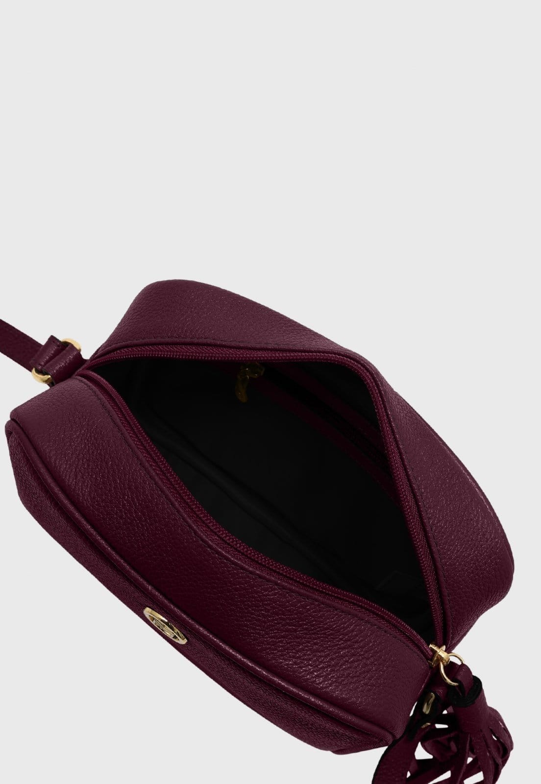 Vista 2 Bolsa Transversal de Couro Mariart Titânio Rubi Mariart vinho