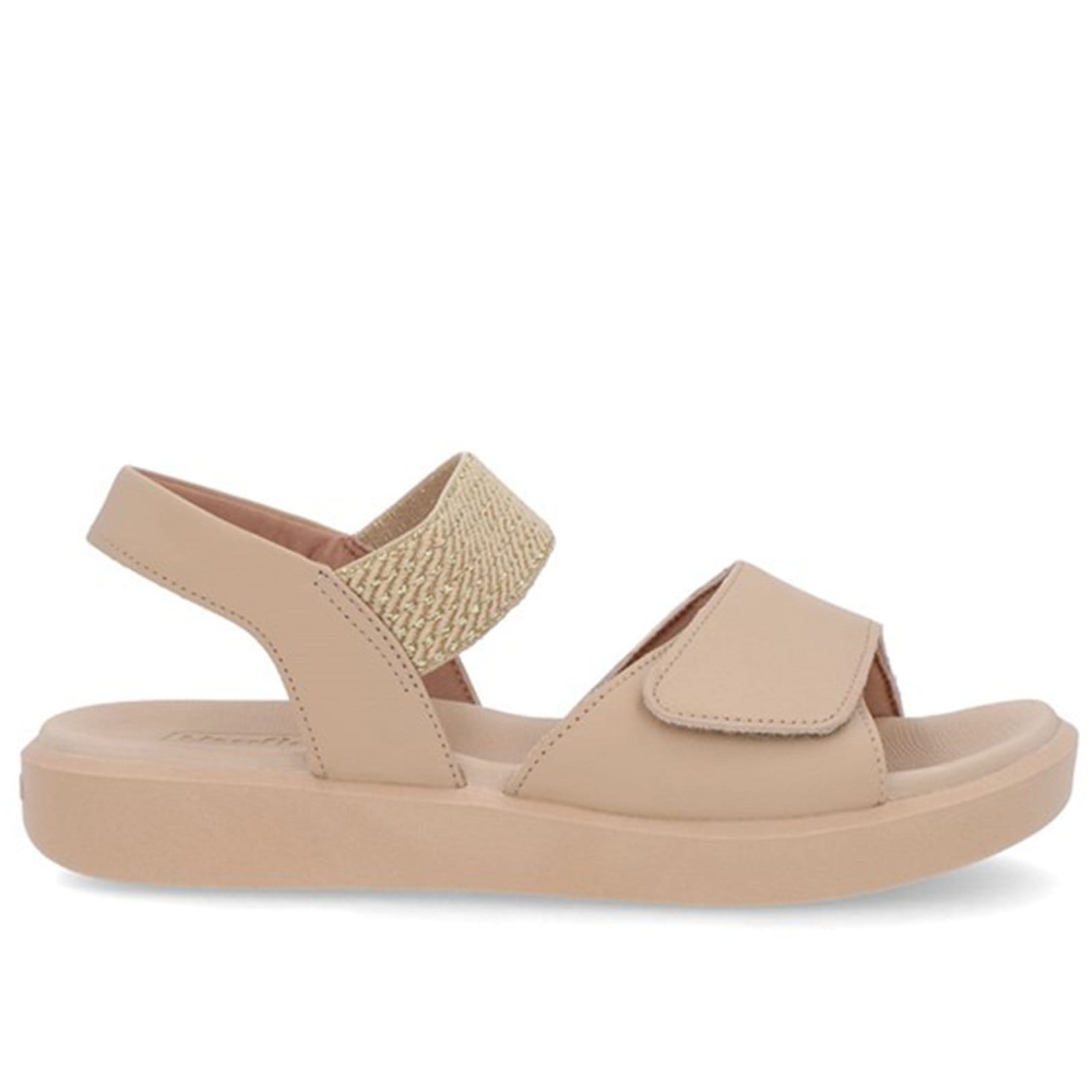 Sandália Usaflex Plataforma Couro Detalhe Metalizado Blush