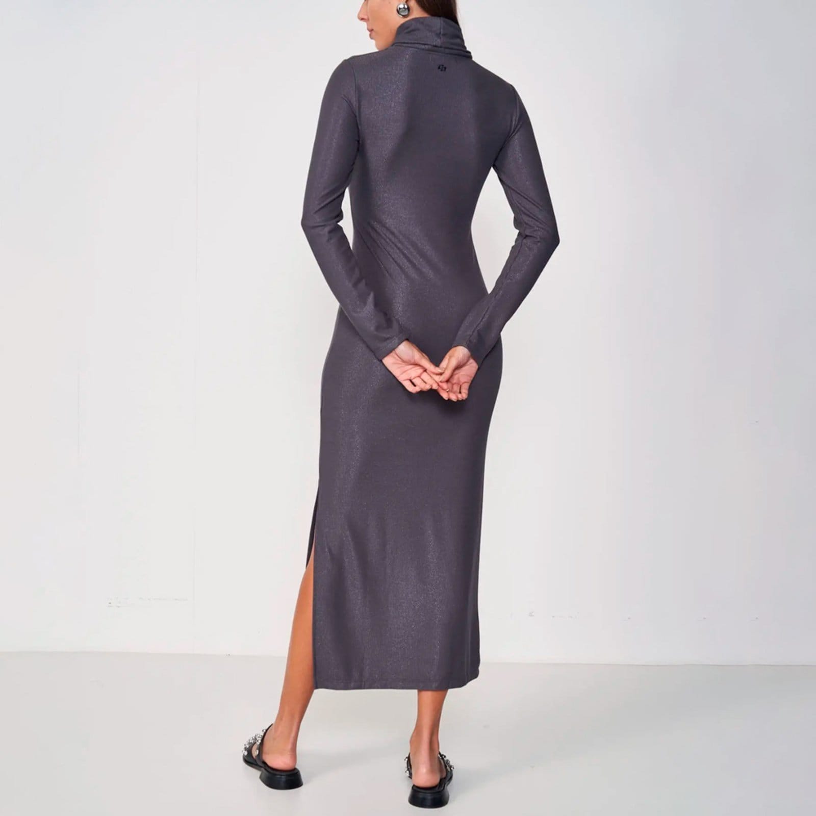 Vista 2 Vestido Super Mid Colcci Canelada Detail In25 Feminino Colcci cinza