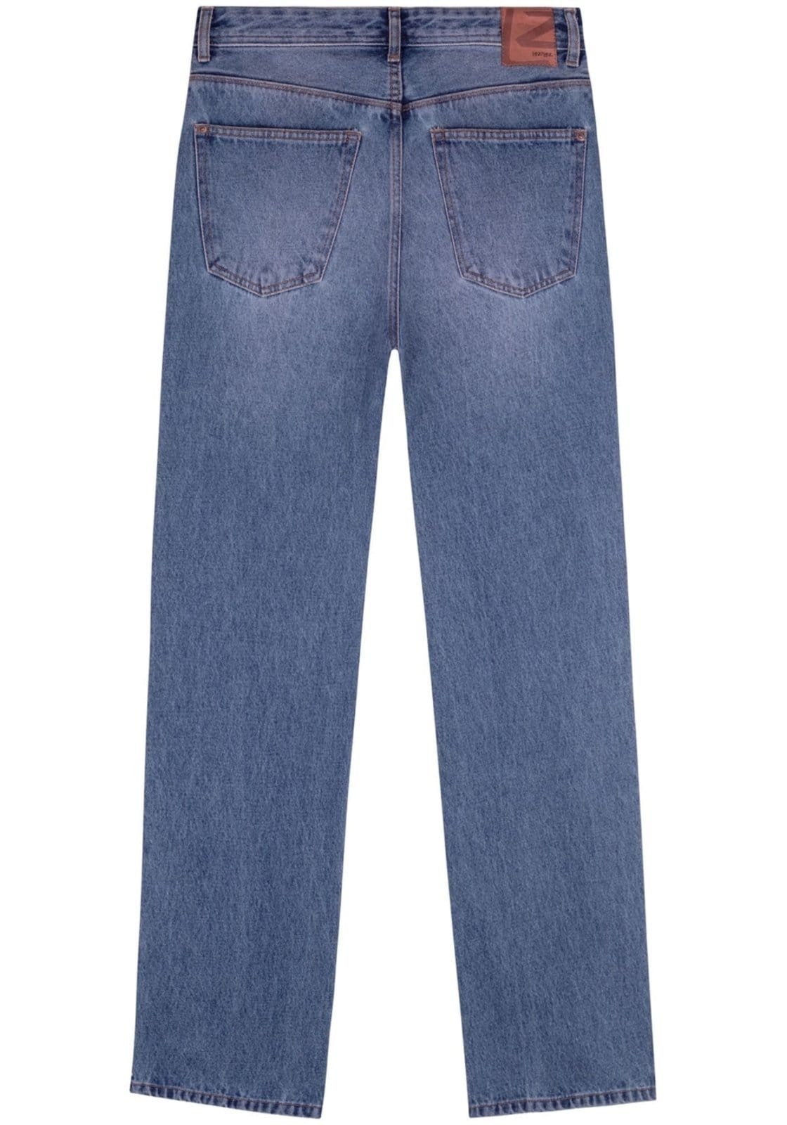 Vista 2 Calça Reta Cropped Com Cintura Alta E Passantes No Cós Lez a Lez azul