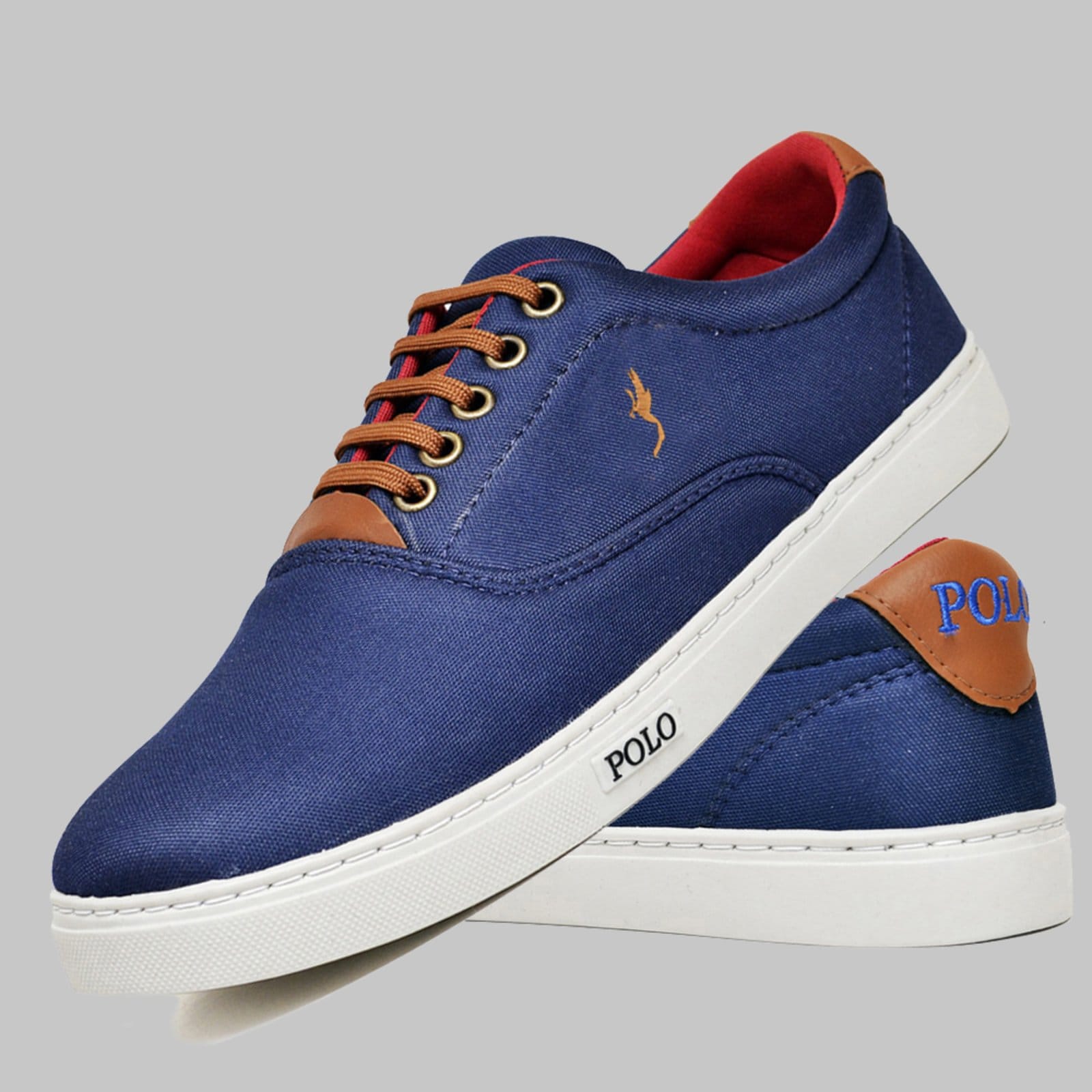 Vista 2 Kit 3 Pares Sapatênis Casual Masculino Polo Azul/Café/Cinza Polo Blu blu