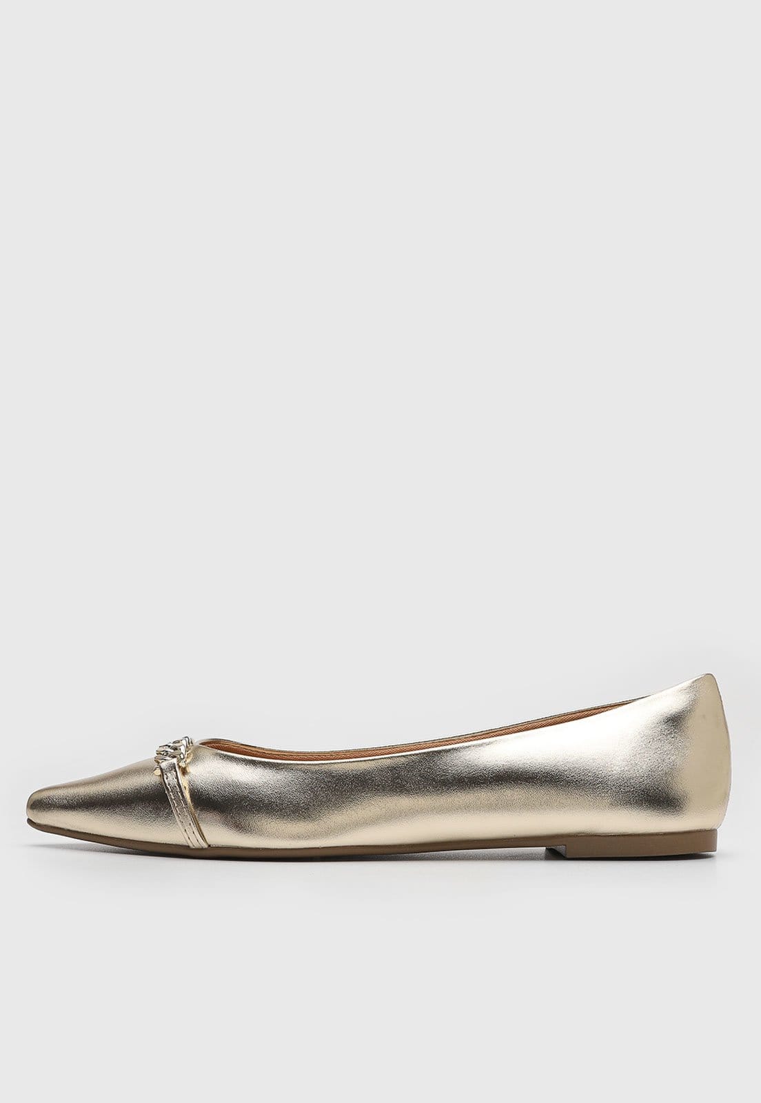 Sapatilha Via Uno Aplicação Metalizado Dourada