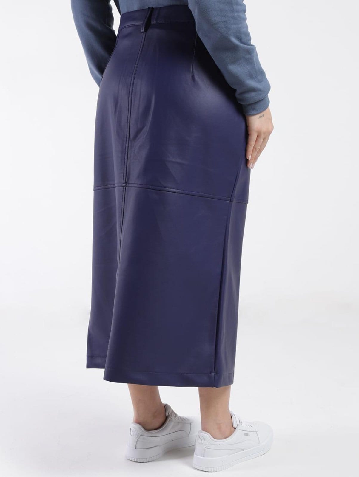 Vista 2 Saia Midi Com Fenda Autentique Feminina MARINHO Autentique azul