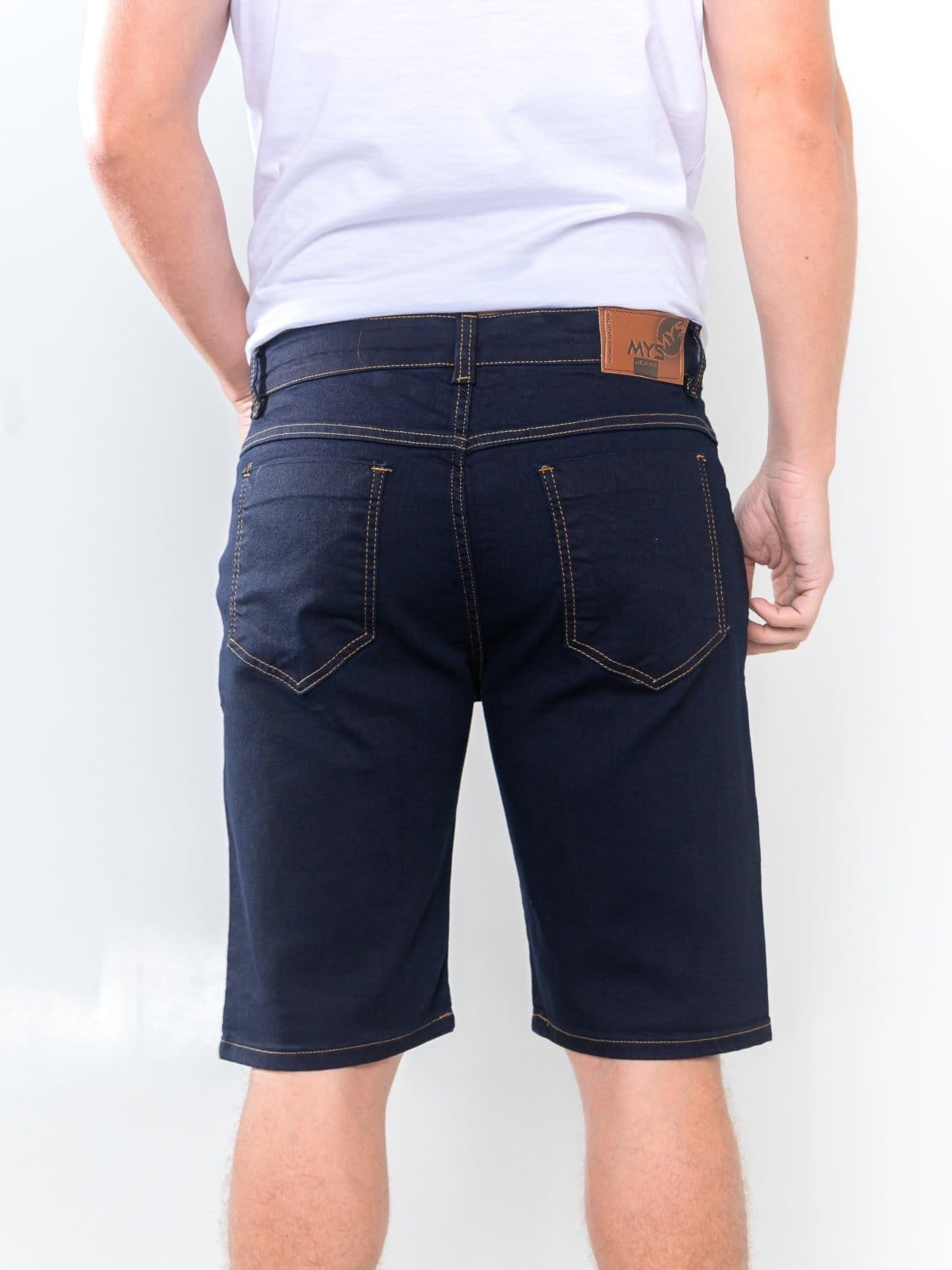 Vista 2 Bermuda Jeans Masculina Kovali Escuro com Elastano Casual e Basica KOVALI FASHION STORE azul/azul marinho azul