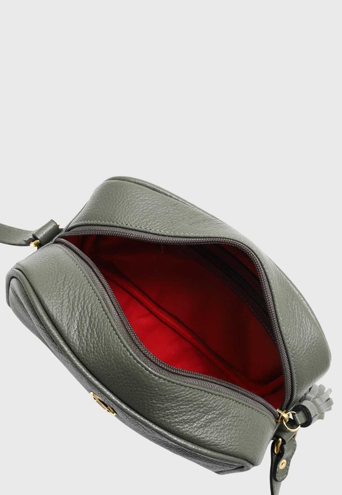 Vista 2 Bolsa Transversal de Couro Mariart Titânio Army Mariart verde militar