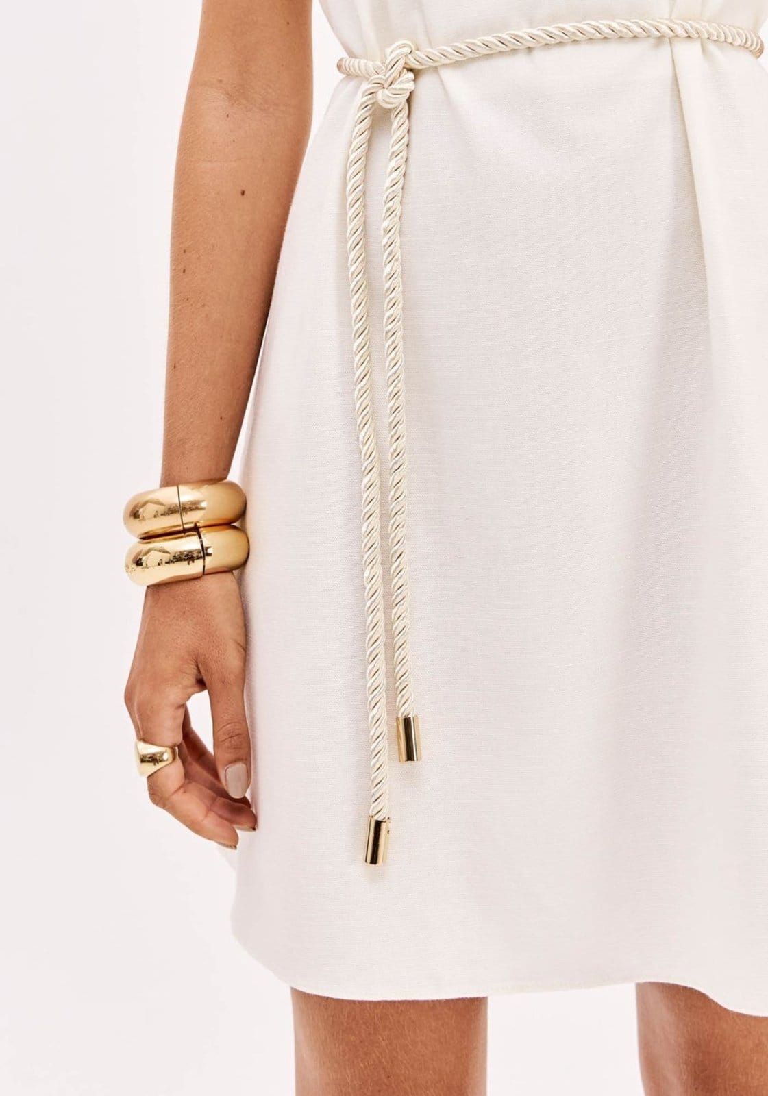 Vista 2 Vestido Curto De Alças Com Cinto Lança Perfume branco