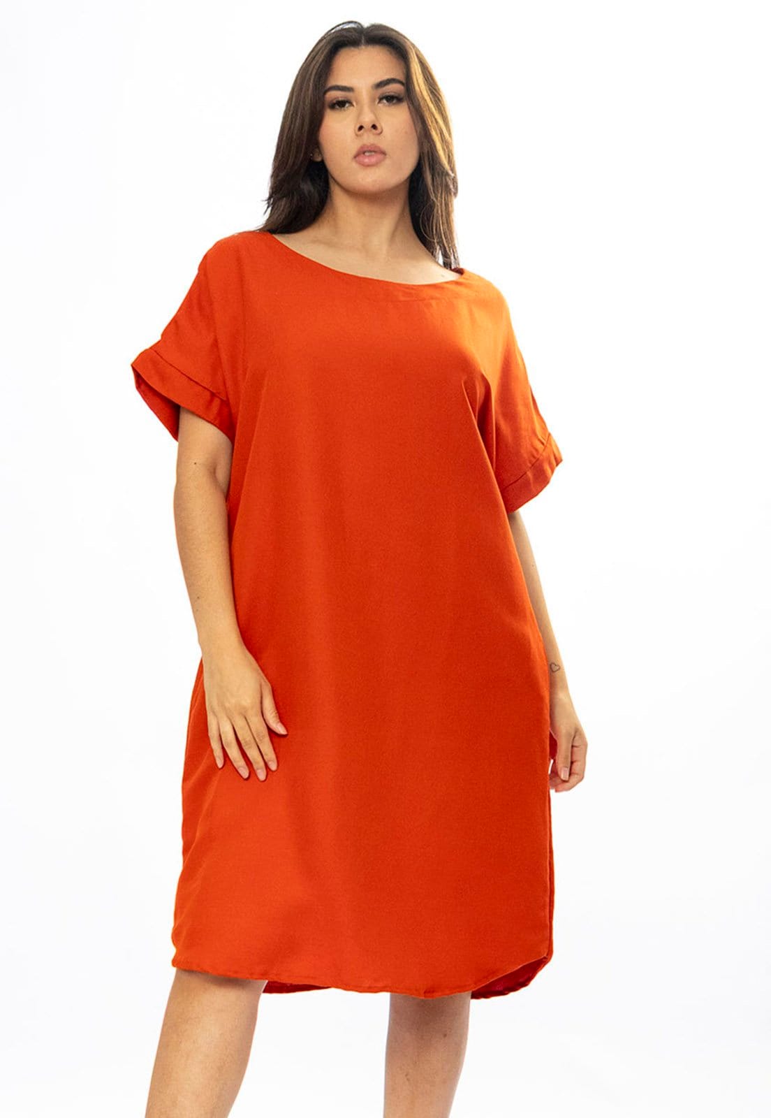 Vestido Curto Amazônia Vital Viscose com Bolso Terracota