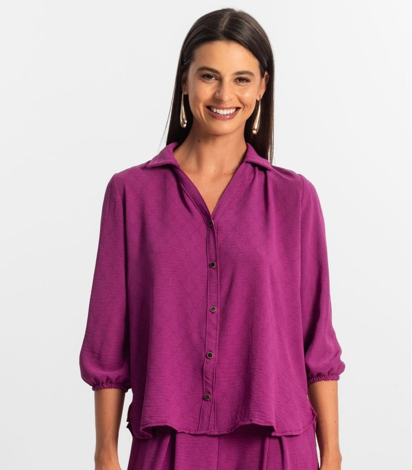 Vista 2 Camisa 3/4 Feminina Rovitex Rovitex roxo