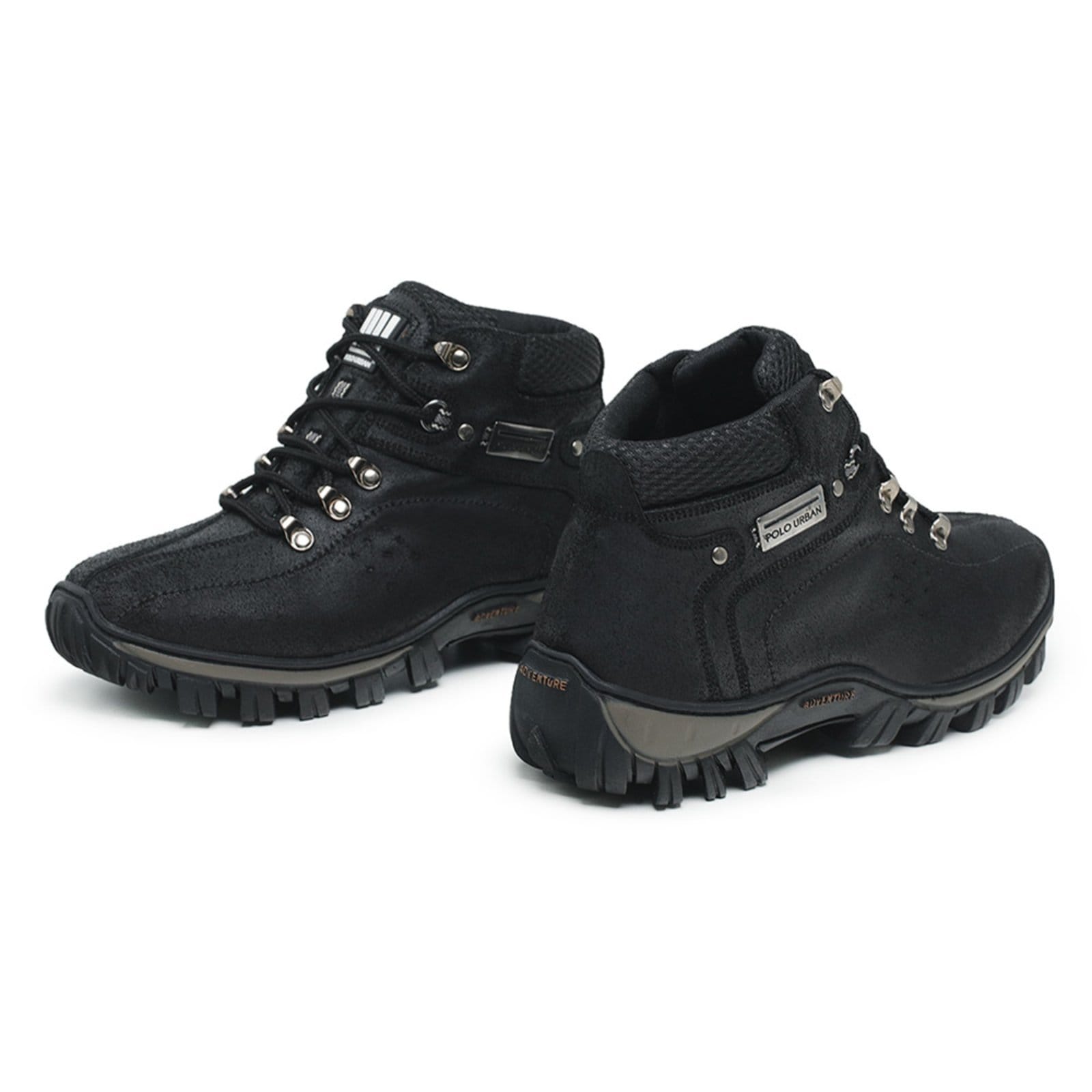 Vista 2 Bota Coturno Masculino Adventure Americano em Couro POLO URBAN preto