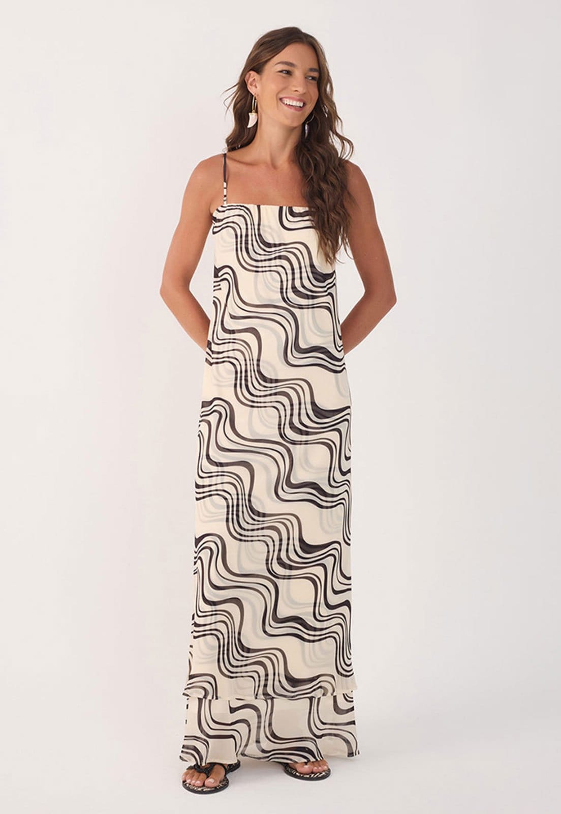 Vestido Tule Dress To Longo Estampado Off-White