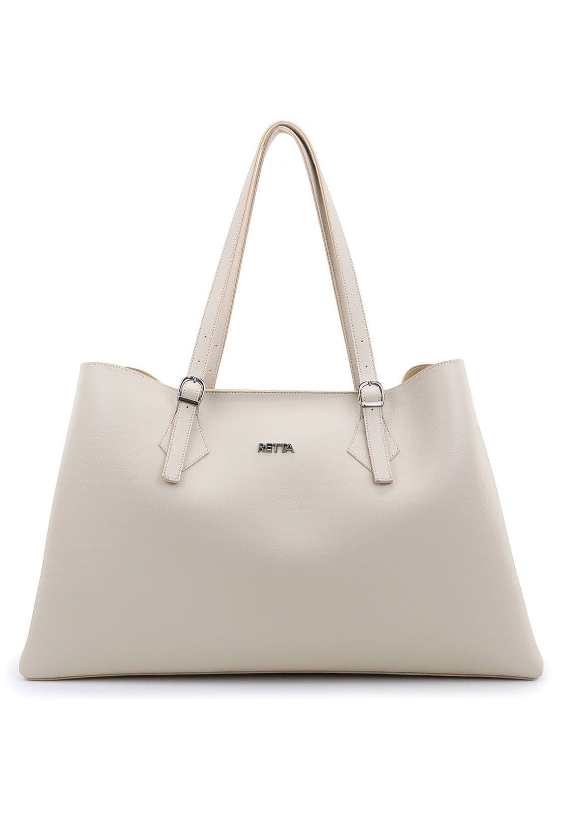 Vista 2 Bolsa Feminina Grande Alça Regulavel de Ombro Espaçosa Retta Oficial Marfim Retta Oficial off-white