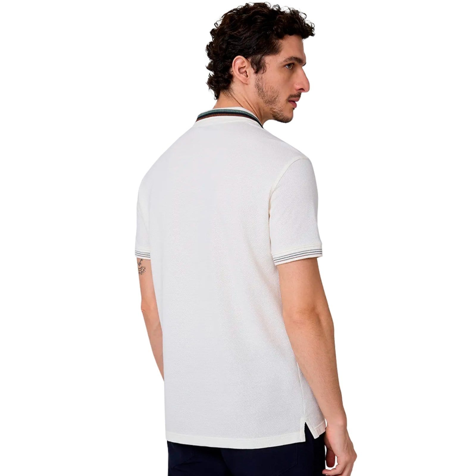 Vista 2 Camisa Polo Dudalina Colmeia In24 Off White Masculino Dudalina amarelo white