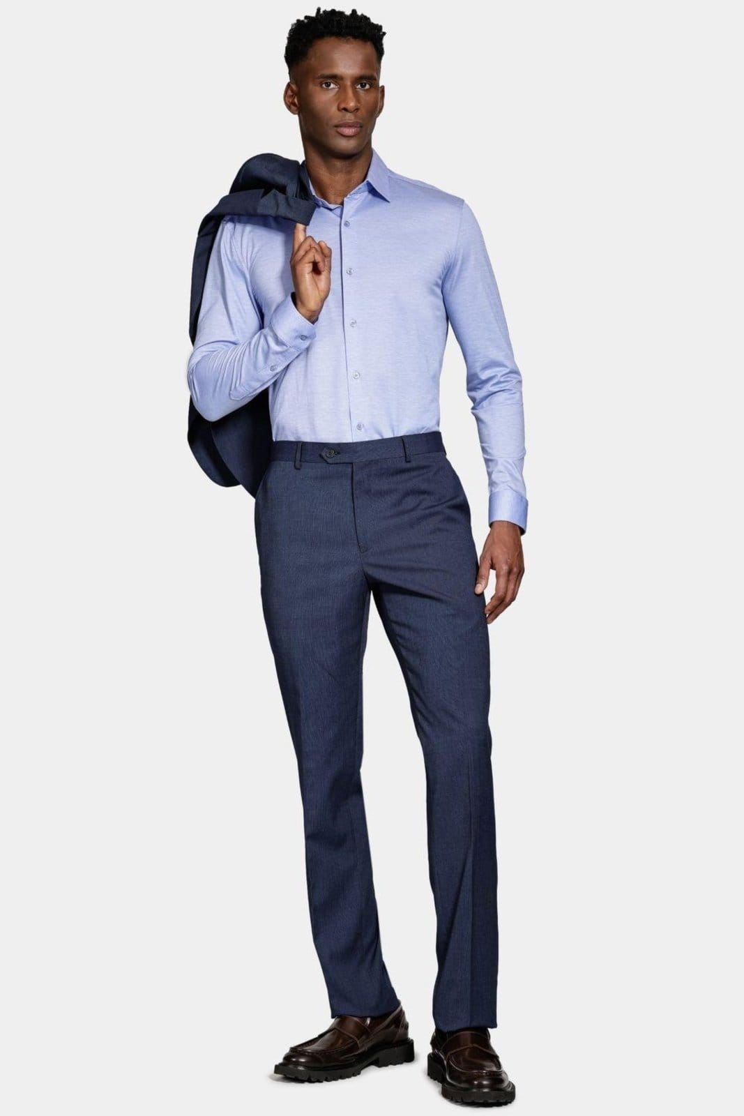 Vista 2 Camisa Aramis Regular Algodão Easy Care Manga Longa Aramis azul