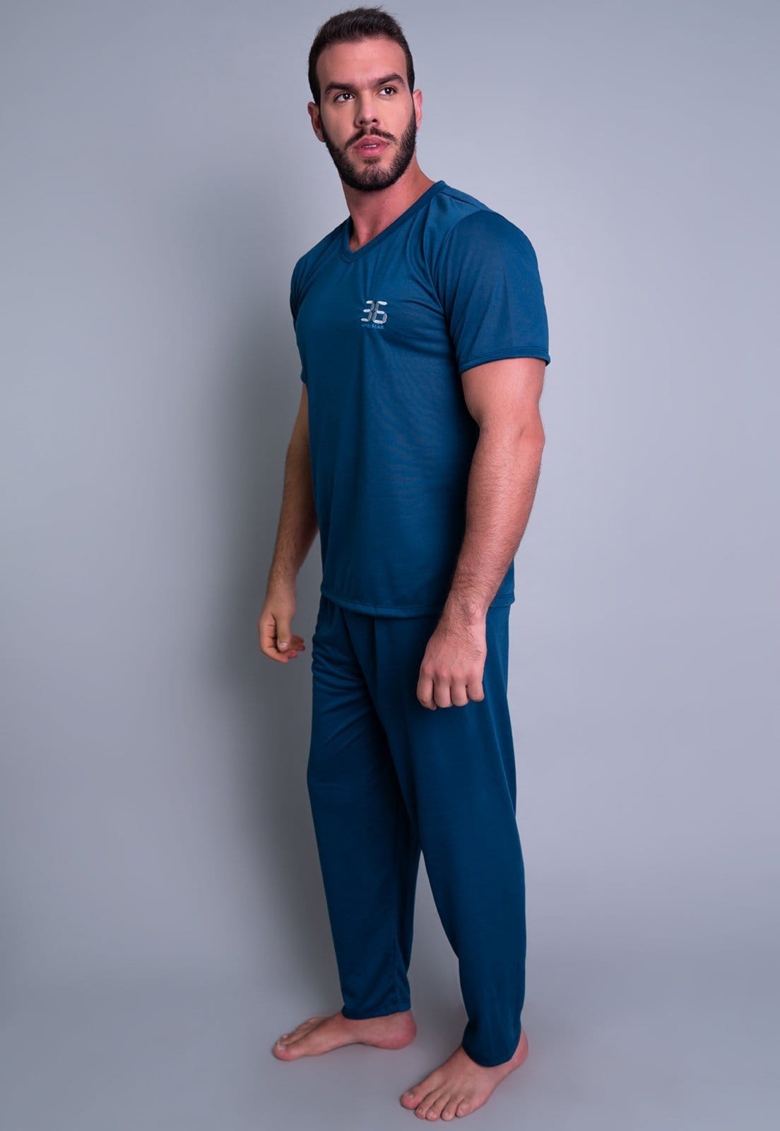 Pijama Longo MVB Modas Manga Curta E Calça Comprida Adulto