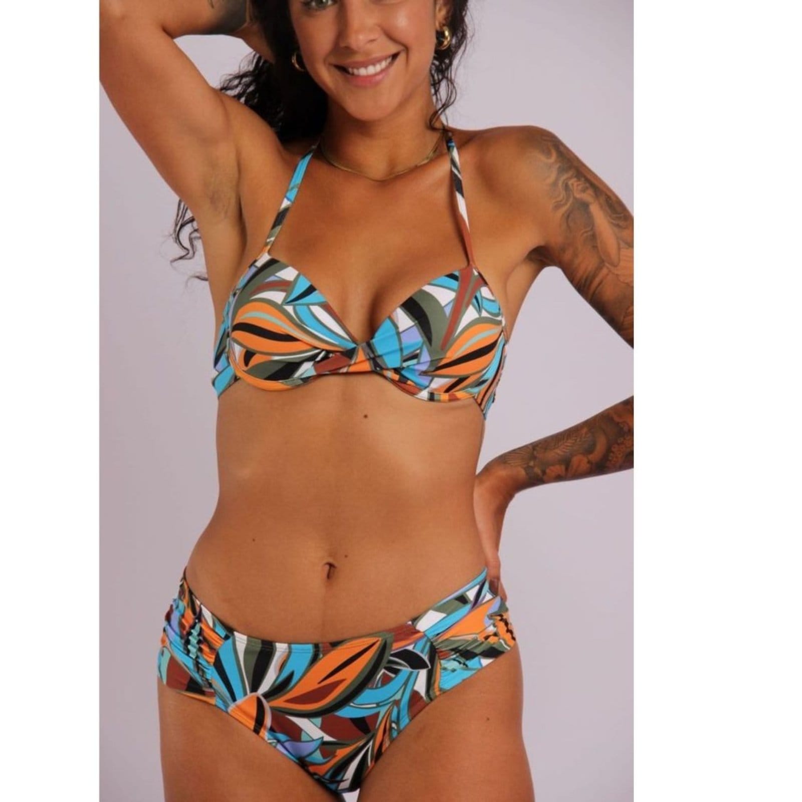 Vista principal 2202 - Top Biquíni Transpassado Meia-Taça e Aro Amazonia - Duna Casual DunaCasual estampado