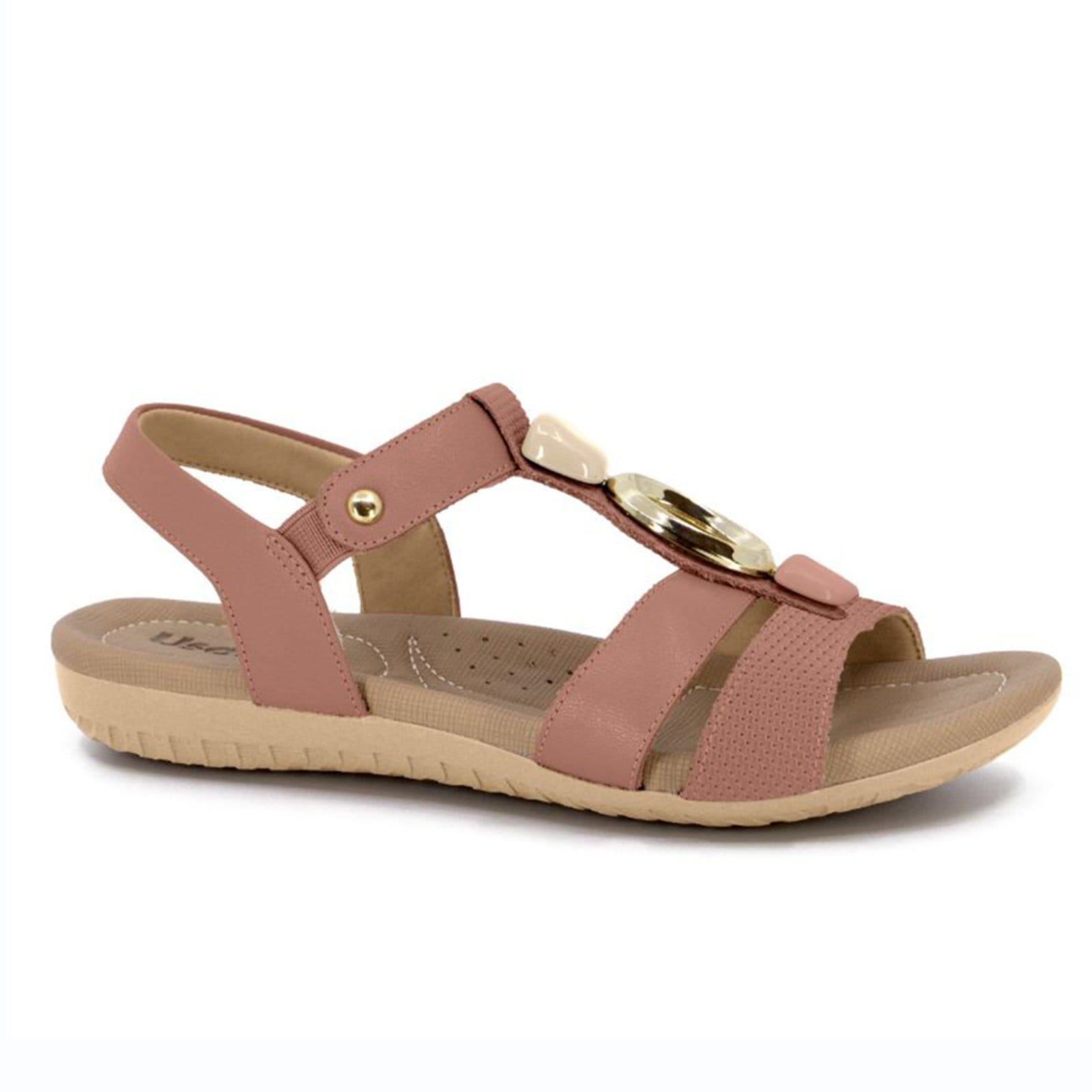 Sandália Rasteira Usaflex Estilosa Conforto Enfeite Vintage