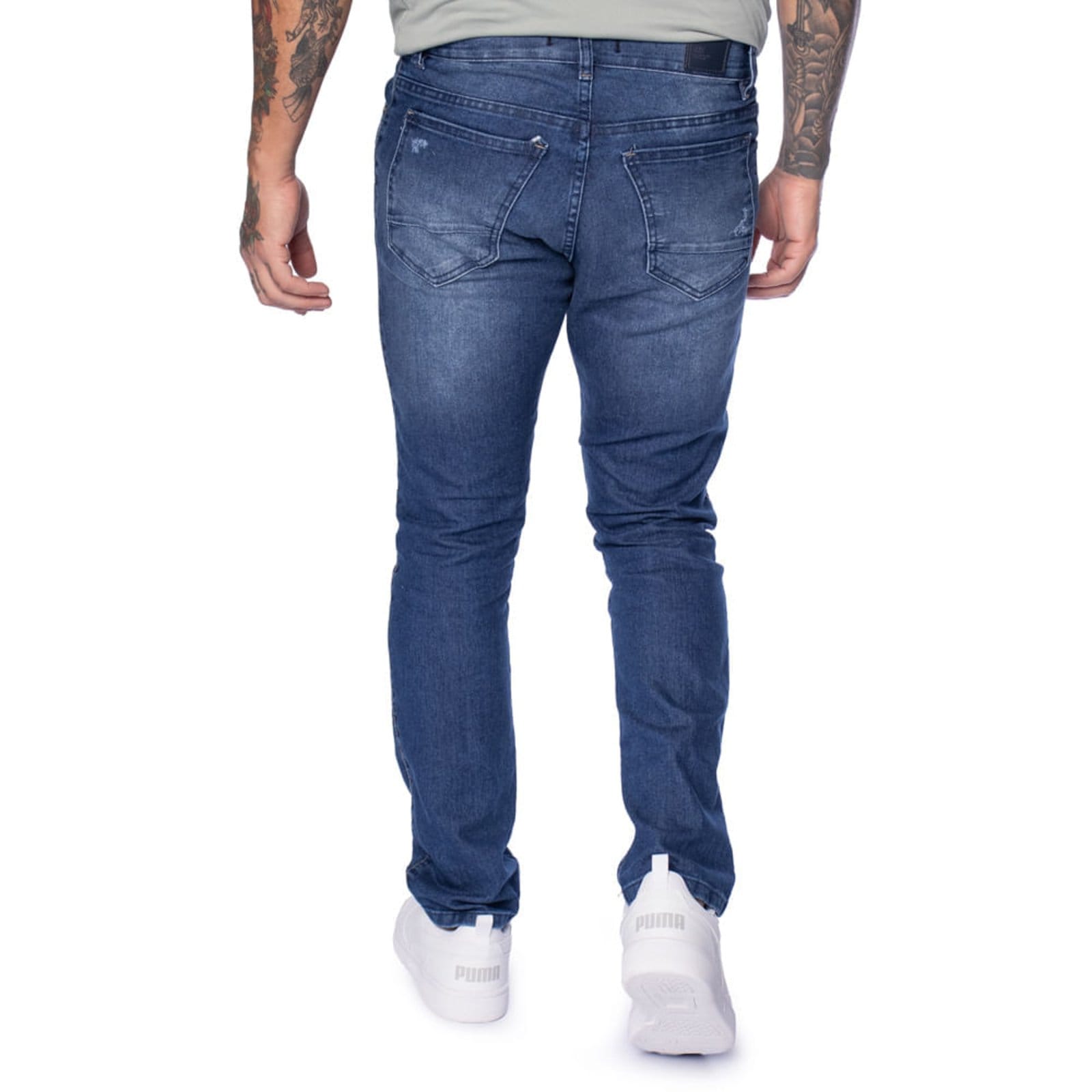 Vista 2 Calça Jeans Masculina Dixie Reta Lavagem Tradicional Dixie azul