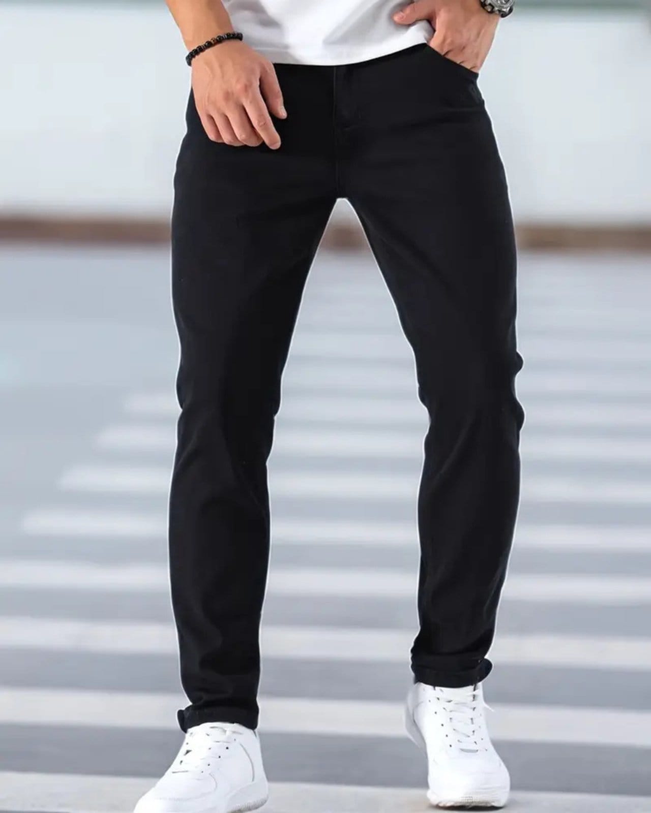 Calça Sarja Masculina Alpha Street Wear Confortável para o Dia a Dia Preta