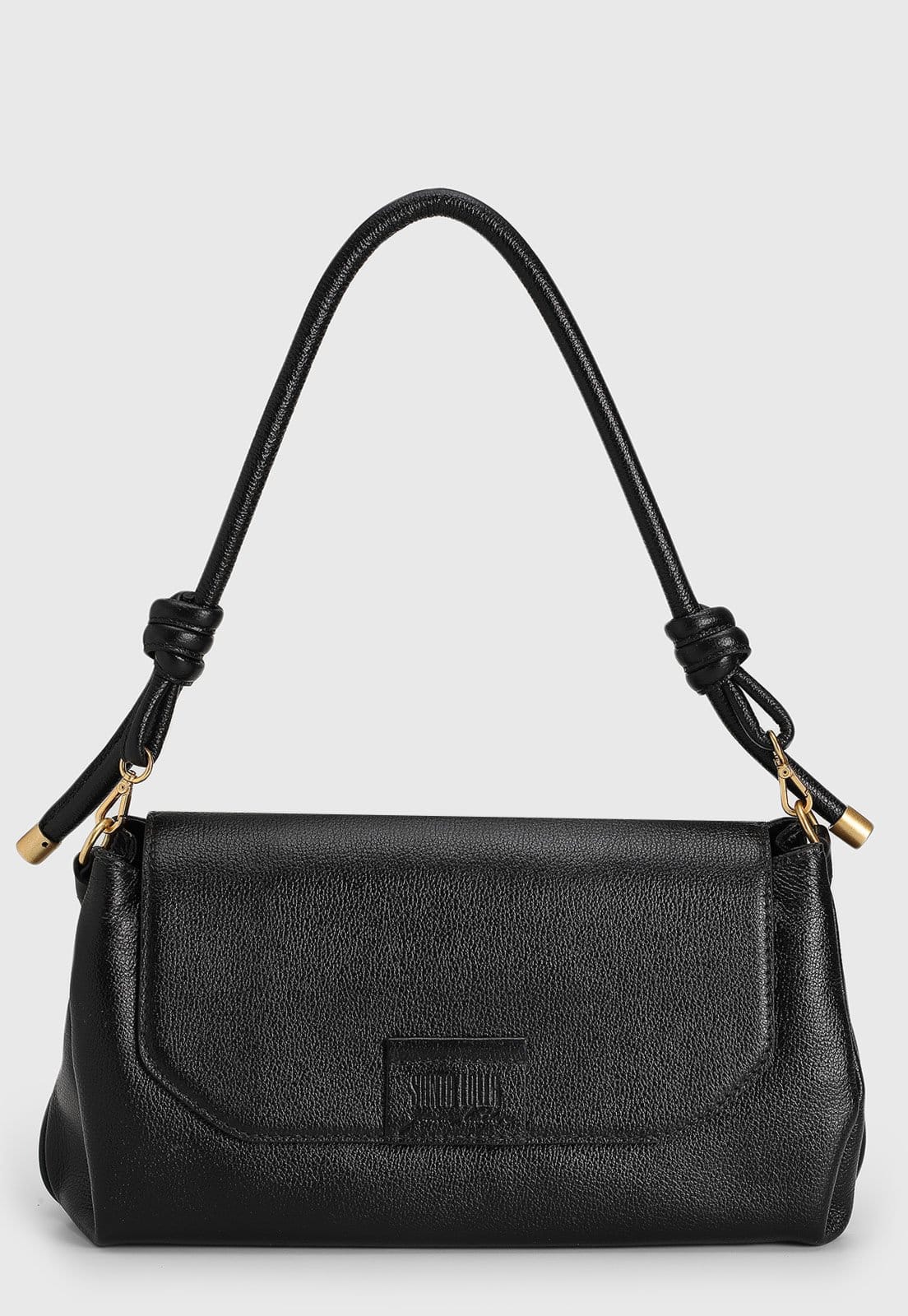 Bolsa Tiracolo Santa Lolla em Couro Logo Preta