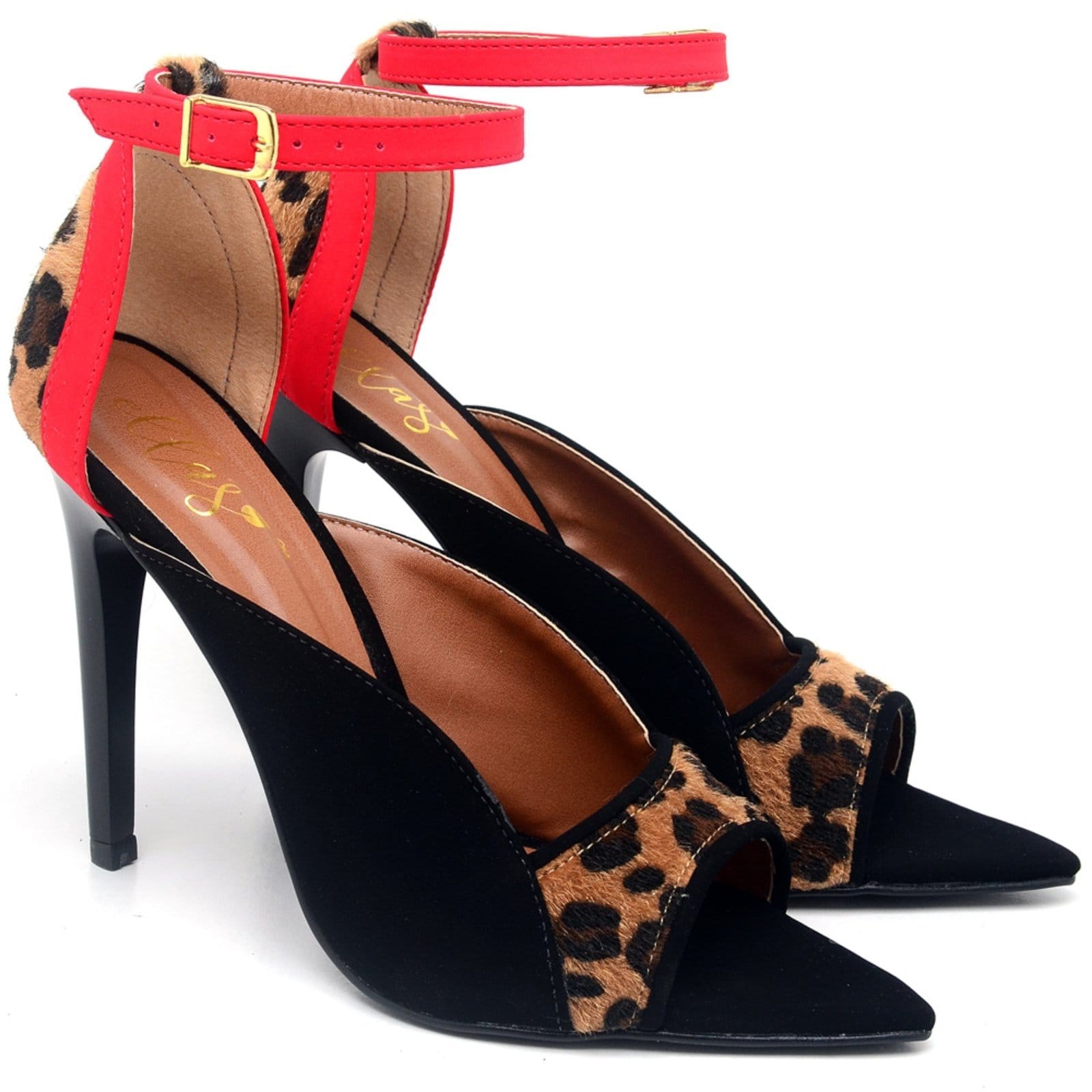 Sandália Bico Folha Salto Alto em Couro Ella's