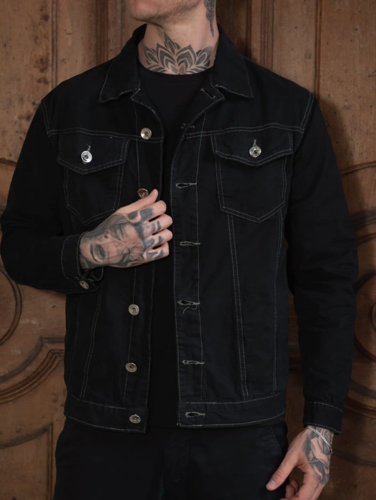 Jaqueta Preta Linha Invertida Sarja Masculina Jeans Loka Taiwan