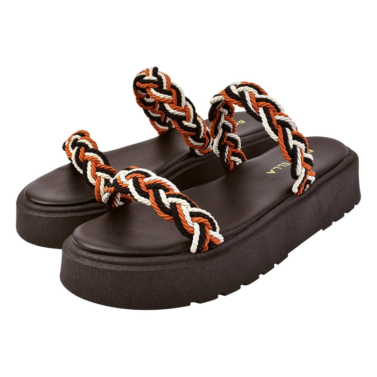 Vista 2 Sandália Feminina Chinelo Plataforma Donatella Shoes Corda Colorida Duas Tiras Monte Shoes preto