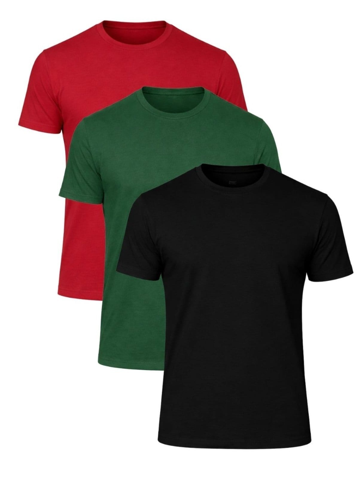 Kit 3 Camisetas Masculina Algodão Premium Preta e Vermelha - 50696