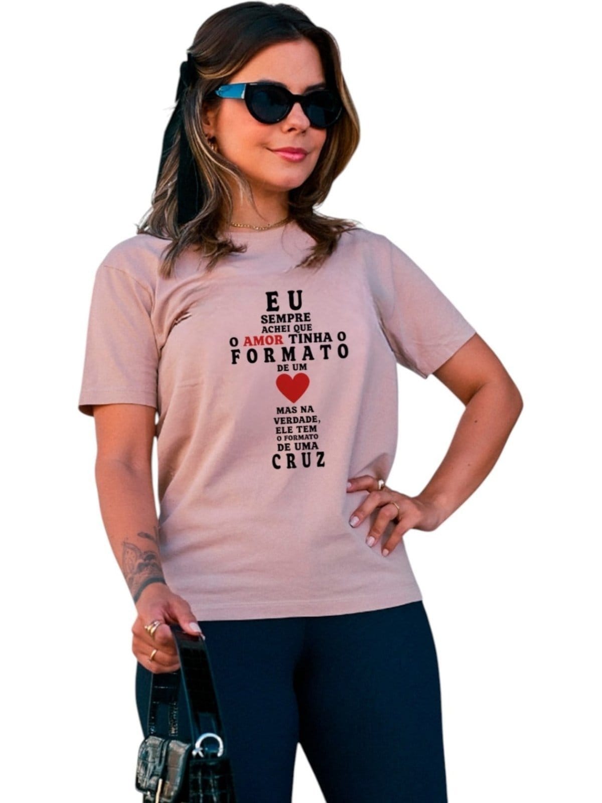 Camiseta Feminina Cianitas Chocolate Estampa Formato Amor