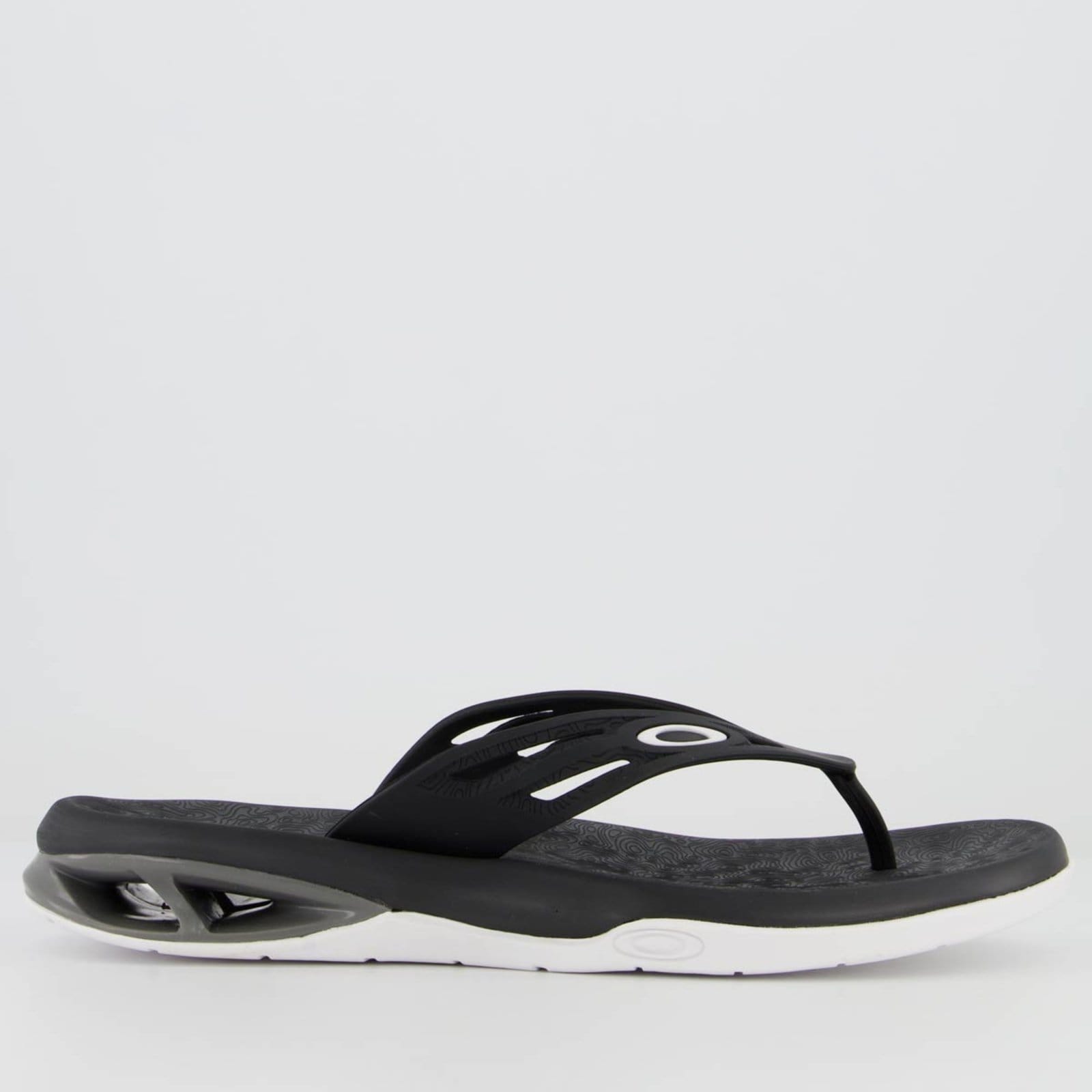 Vista 2 Chinelo Oakley Killer Point II e Branco Oakley preto