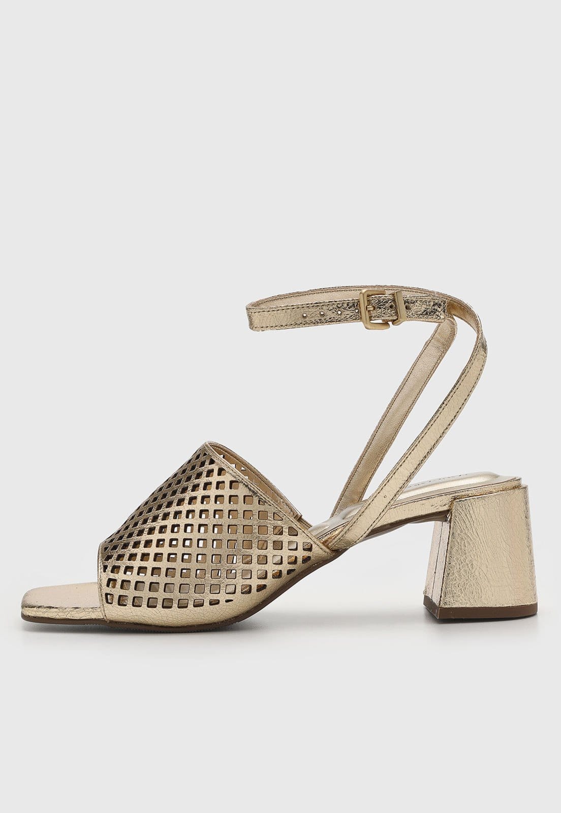 Sandália Feminina Loucos e Santos Cabedal Vazado Dourada