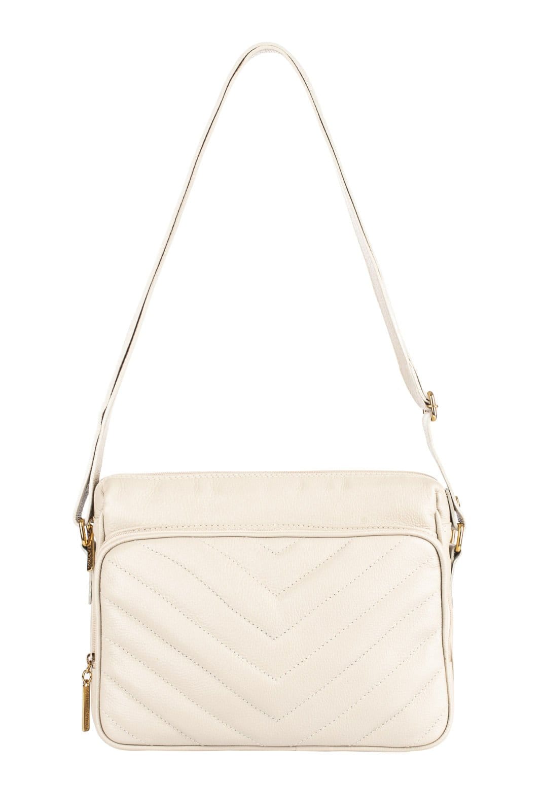 Bolsa de couro liso tiracolo Anita - Marfim