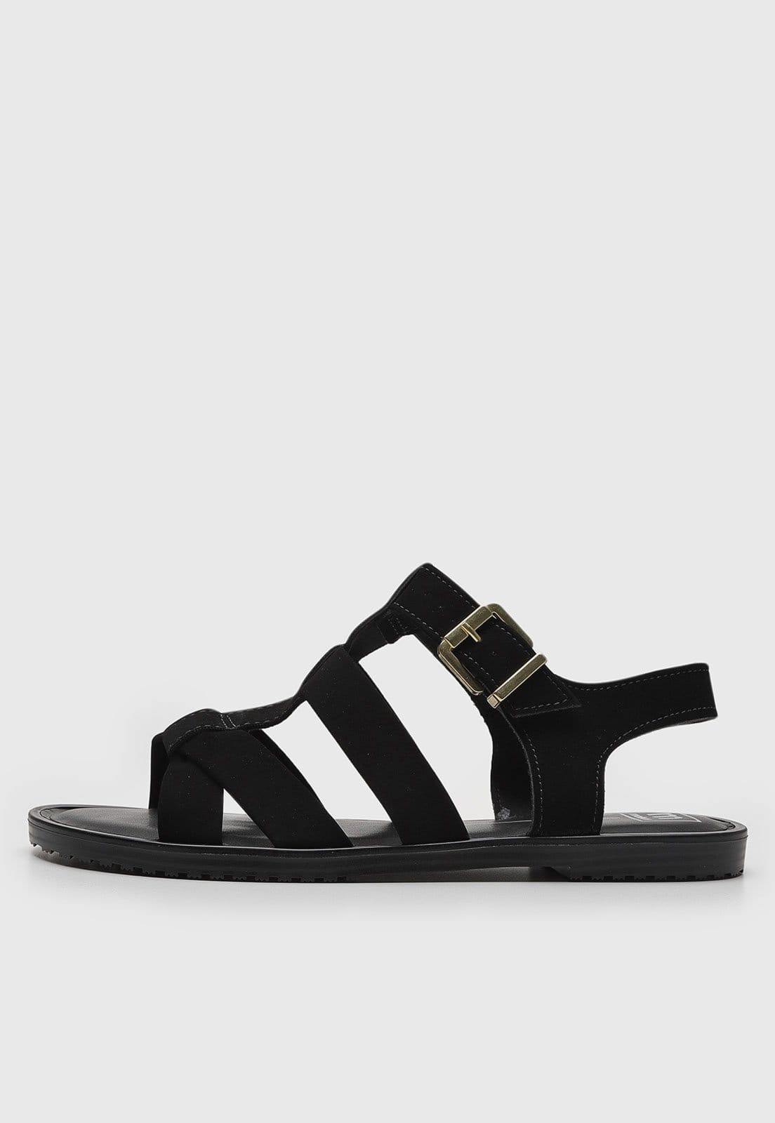 Rasteira Moleca Tiras Largas Preta