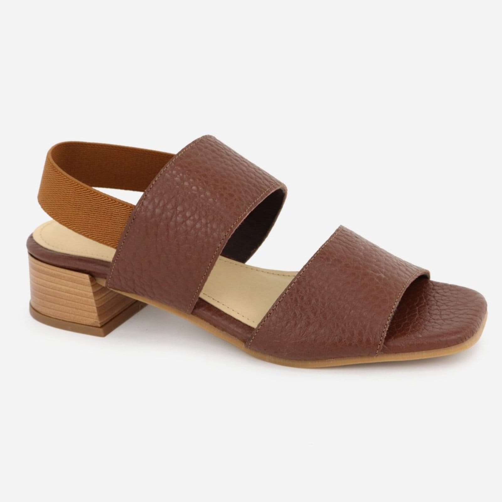 Vista 2 Sandália Fácil Calce Maria Paula Couro Baixo Salto MARIA PAULA marrom