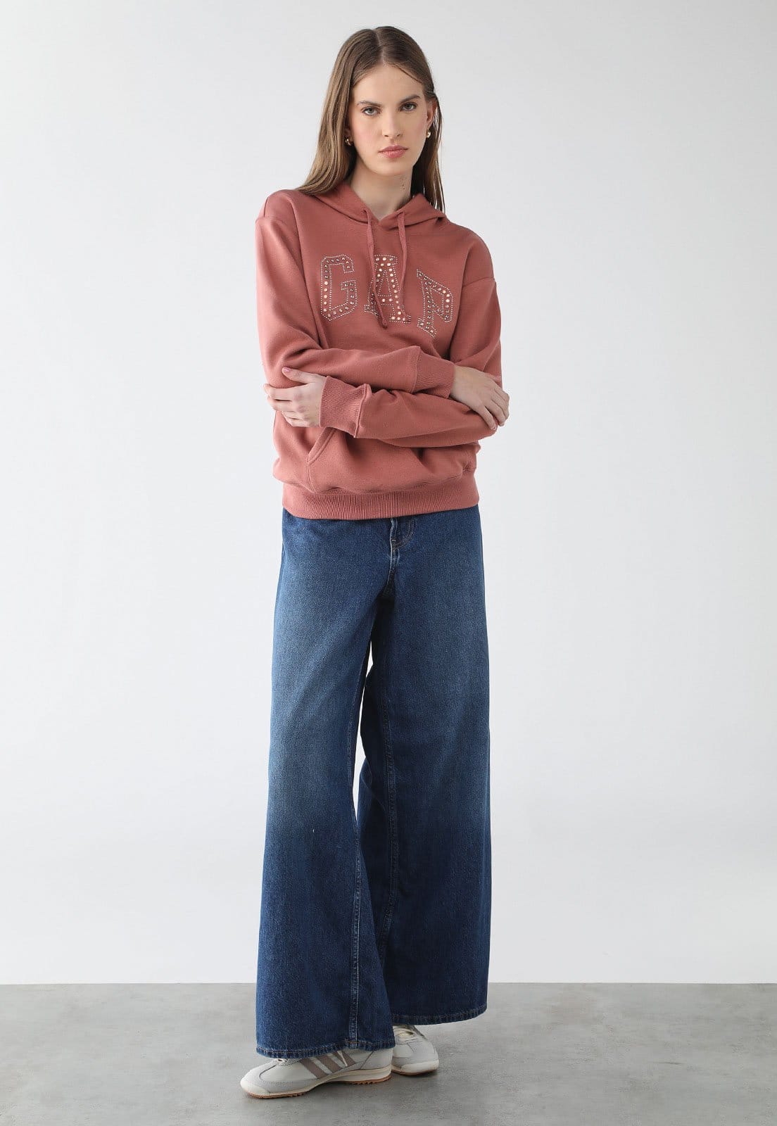 Vista 2 Calça Feminina GAP Wide Leg Jeans Escura GAP azul