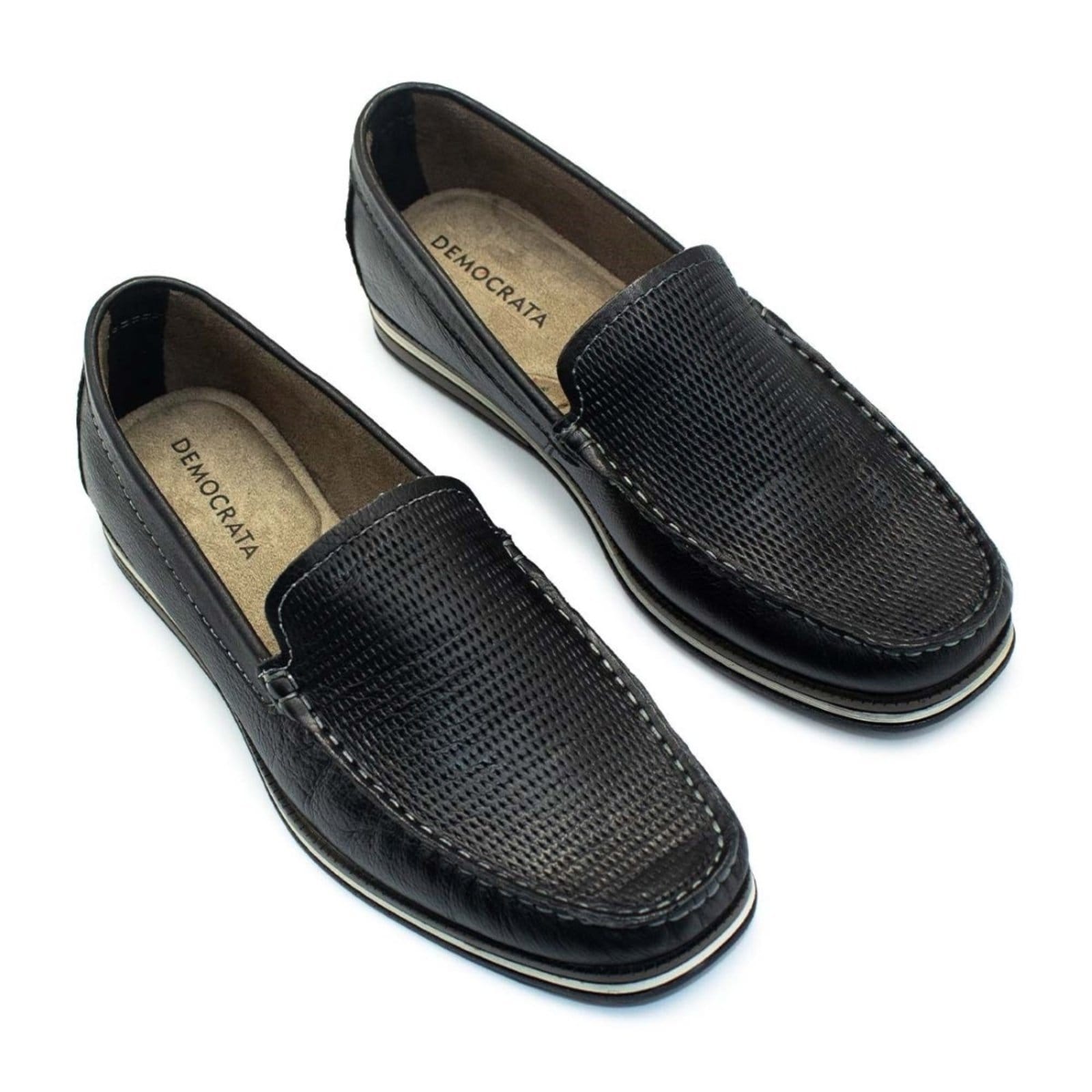 Vista 2 Mocassim De Couro Democrata Easy Ted 135201+Cinto Masculino Dupla Face DEMOCRATA preto