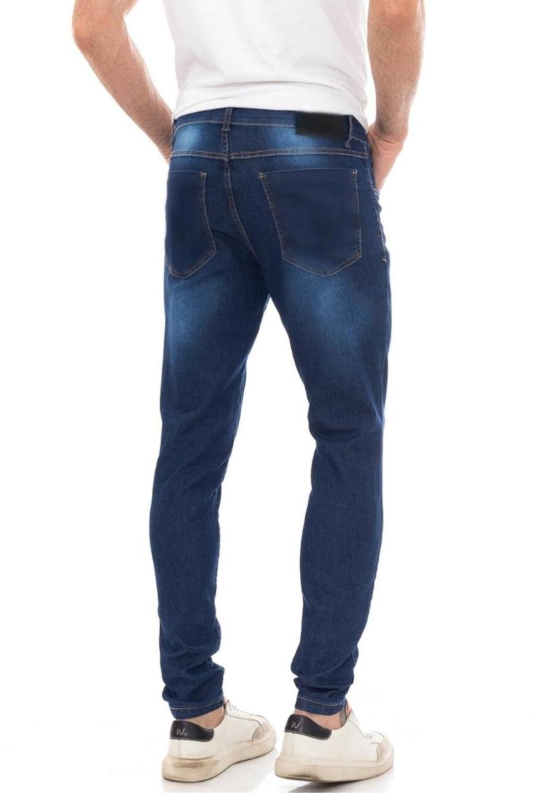 Vista 2 Calça Mascuina Jeans Skinny Premium Puídos Fashion ER ESTILO RENOVADO azul