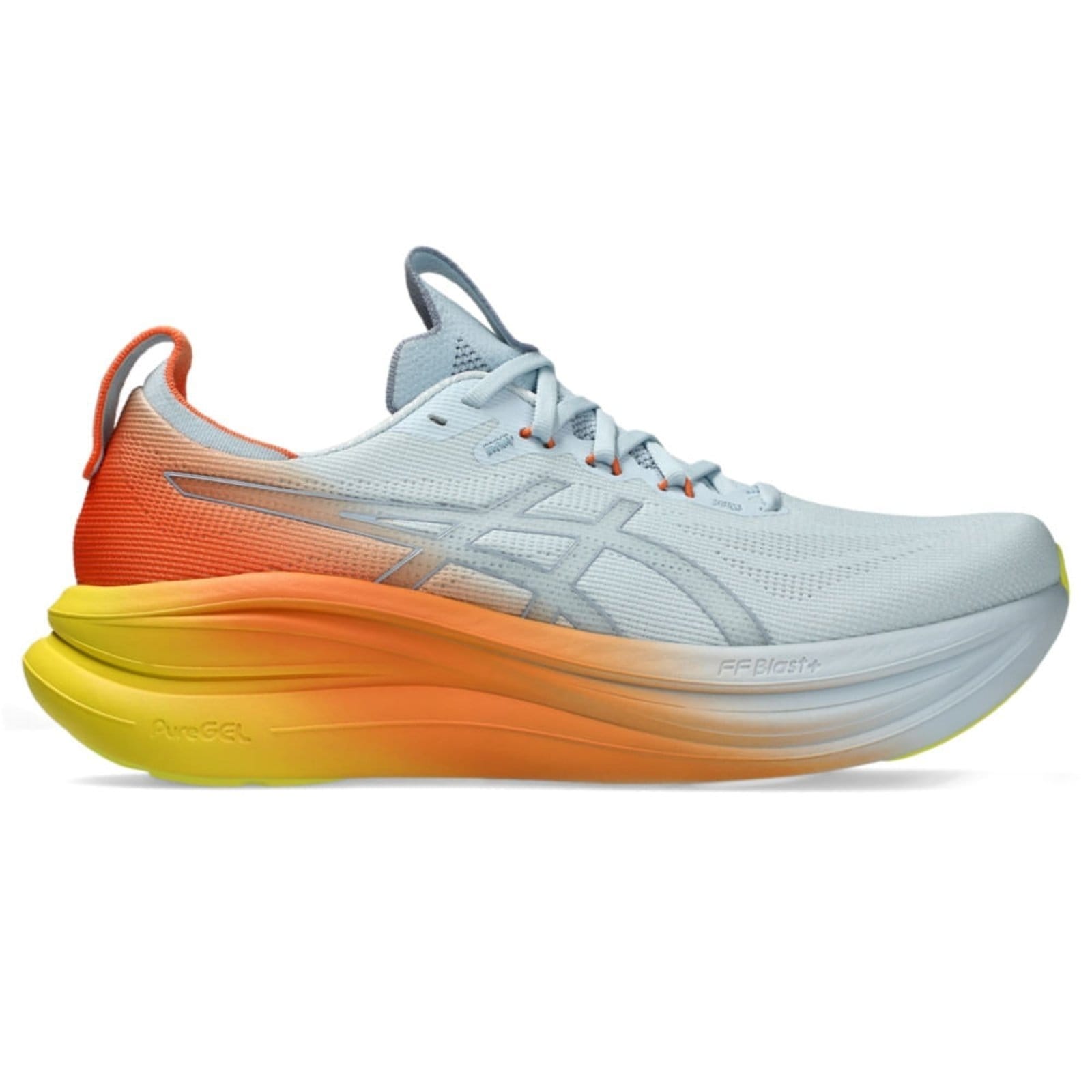 Vista 2 Tênis ASICS GEL Nimbus 28 - Masculino Laranja ASICS azul