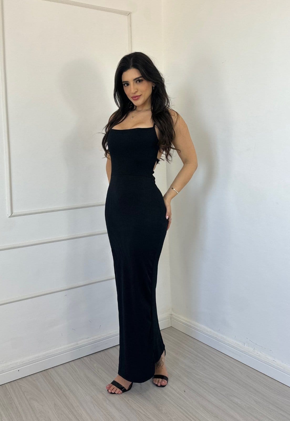 Vestido Canelado Amarração Gislene