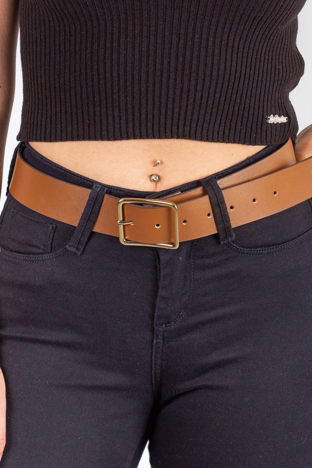 Cinto Andrea Vinci Feminino Largo De Couro Maya - Whisky