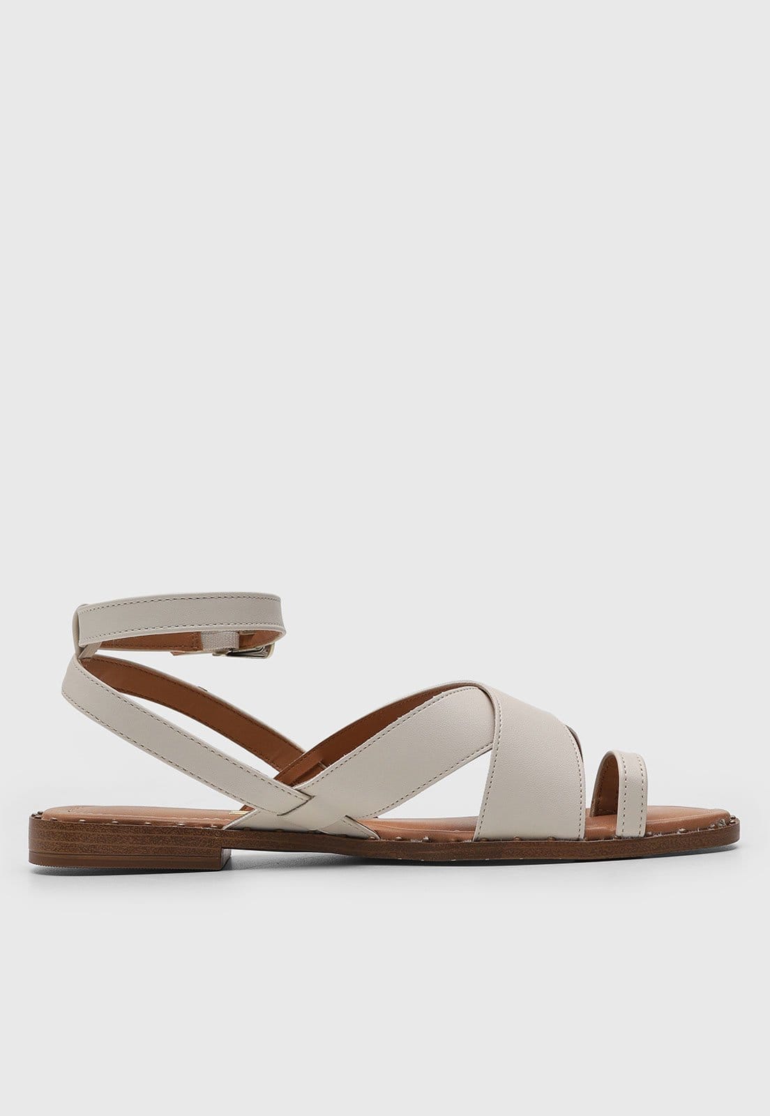 Vista 2 Rasteira Feminina Vizzano Fechada Tiras Cruzadas Off-White VIZZANO off-white white
