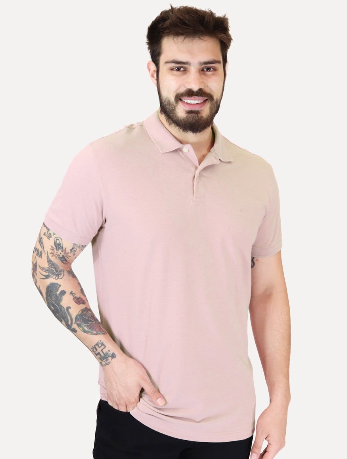 Polo Aramis Masculina Basic Piquet Mono Claro