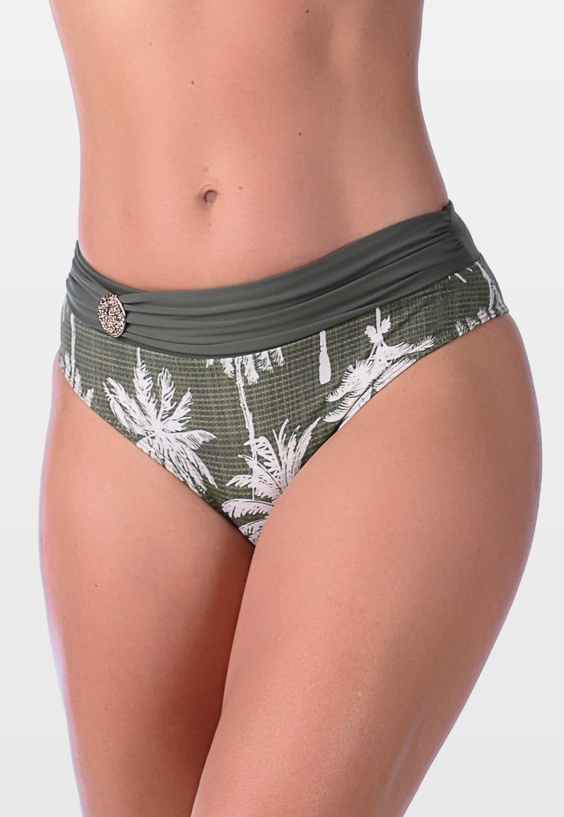 Calcinha Summer Soul Cintura Baixa Com Faixa e Fivela Coqueiro Verde