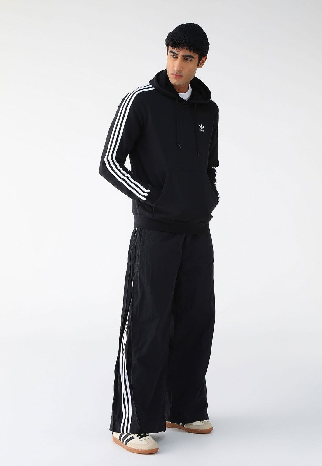 Vista 2 Blusa de Moletom Fechada adidas Originals Trefoil com Capuz Preta adidas Originals preto