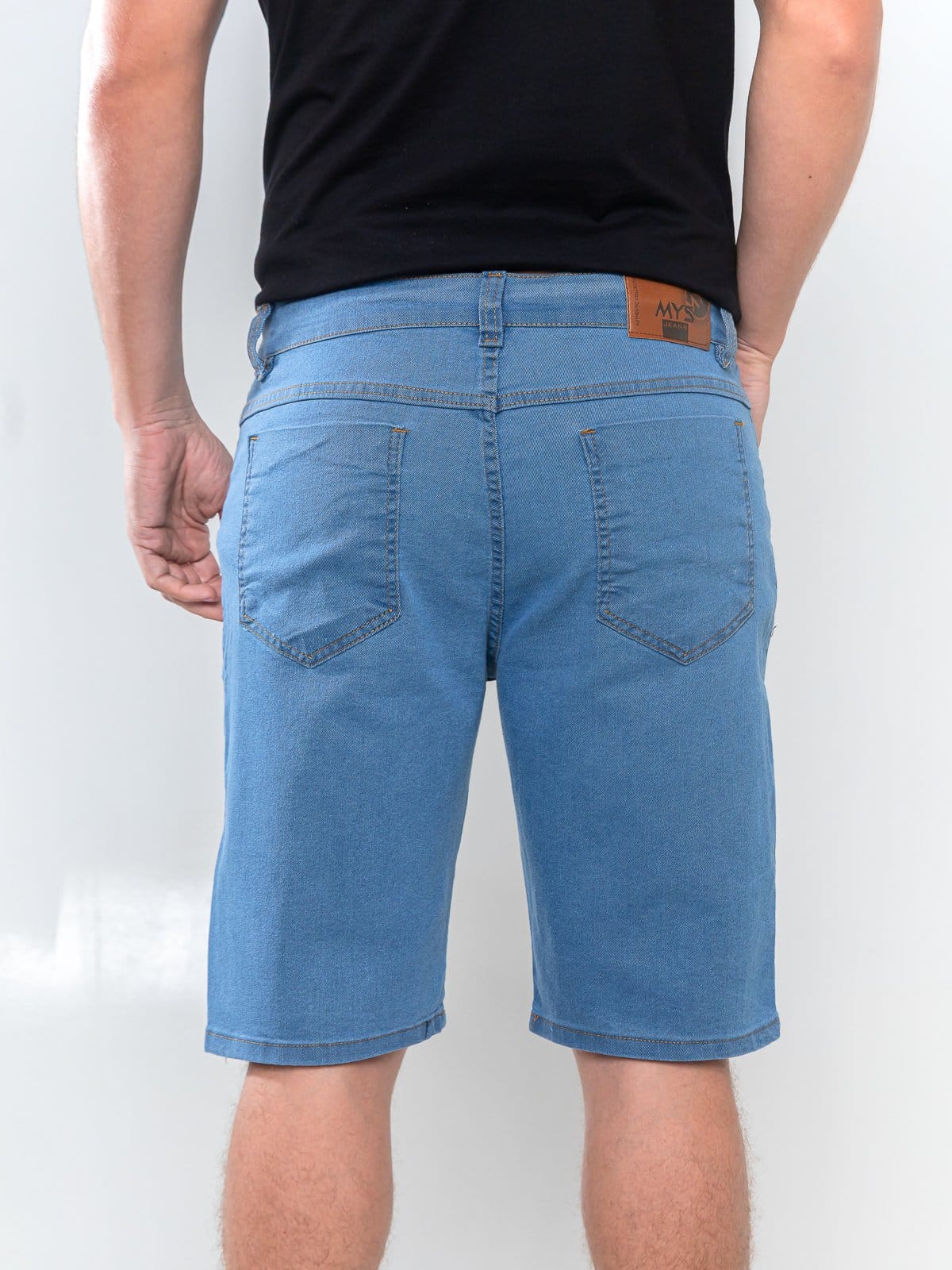 Vista 2 Bermuda Jeans Masculina Kovali Médio com Elastano e Modelagem Reta KOVALI FASHION STORE azul/jeans azul