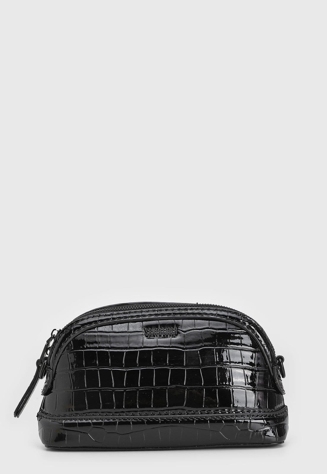 Bolsa Pequena Santa Lolla Textura Croco Preta